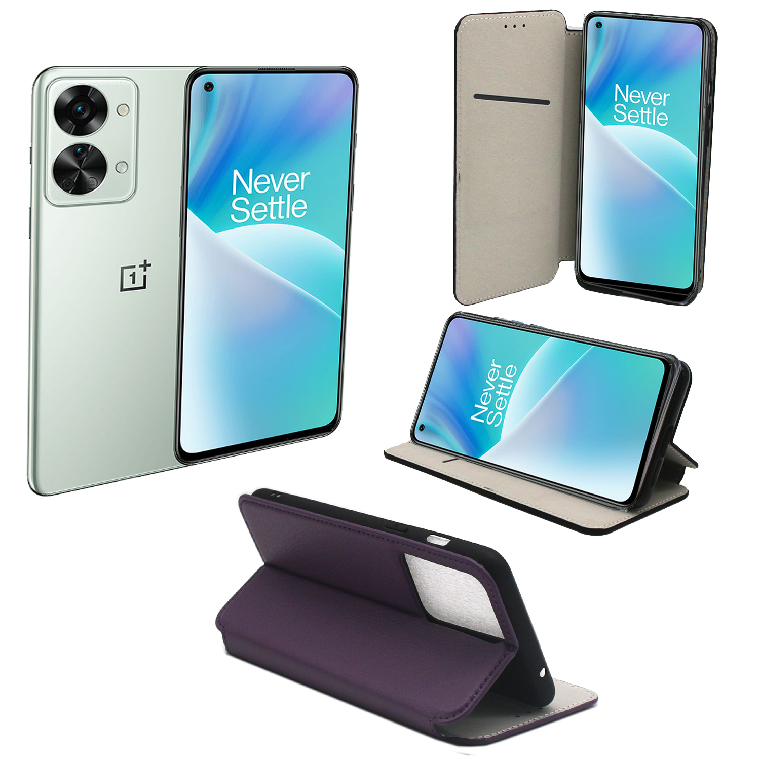 Housse Portefeuille Avizar Pour OnePlus 12 5G - Clapet Magnétique Bordeaux - Similicuir