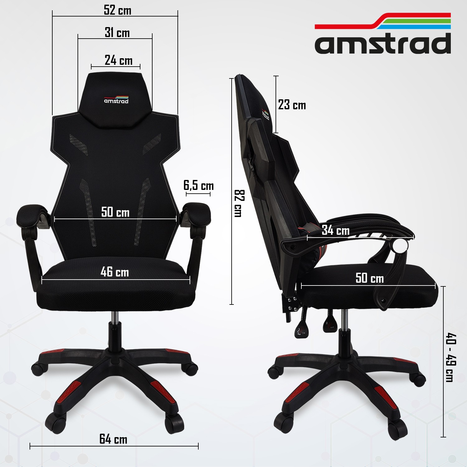 Amstrad AMS-800-ROSY Fauteuil / Chaise de bureau Gamer rose & blanc