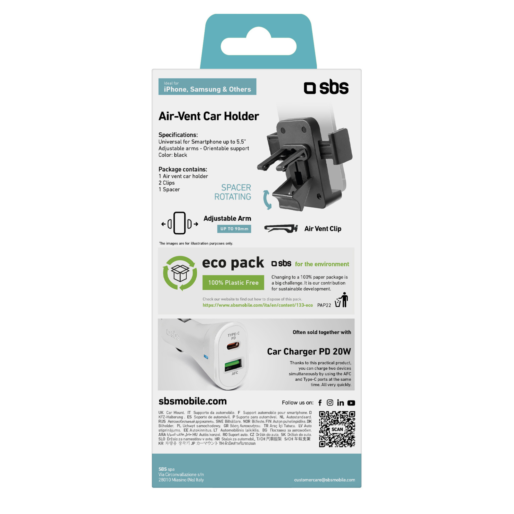 Support voiture universel jusqu'à 5 5 po SBS Neuf - vue 2