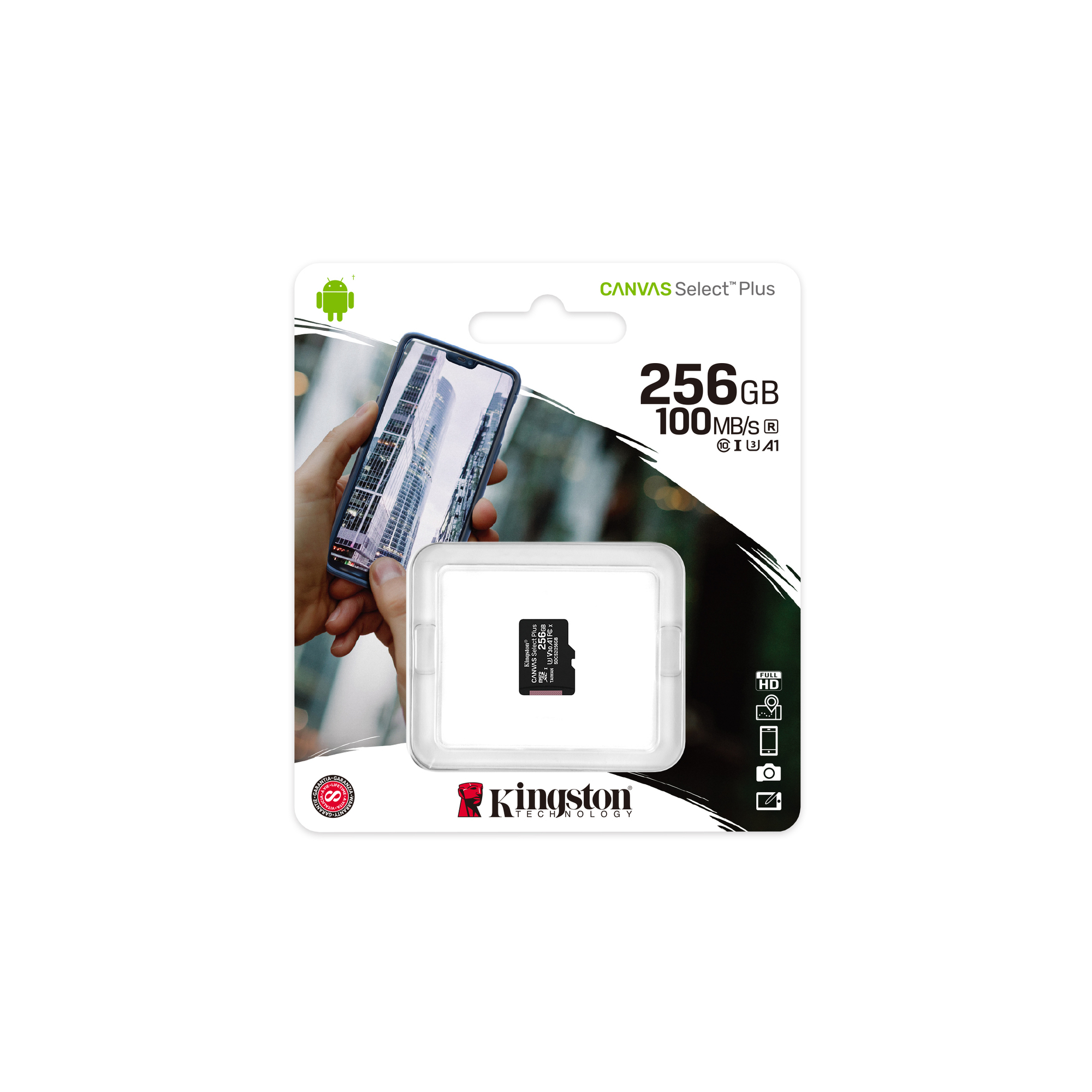 Kingston Technology Carte micSDXC Canvas Select Plus 100R A1 C10 de 256 Go sans ADP - Neuf