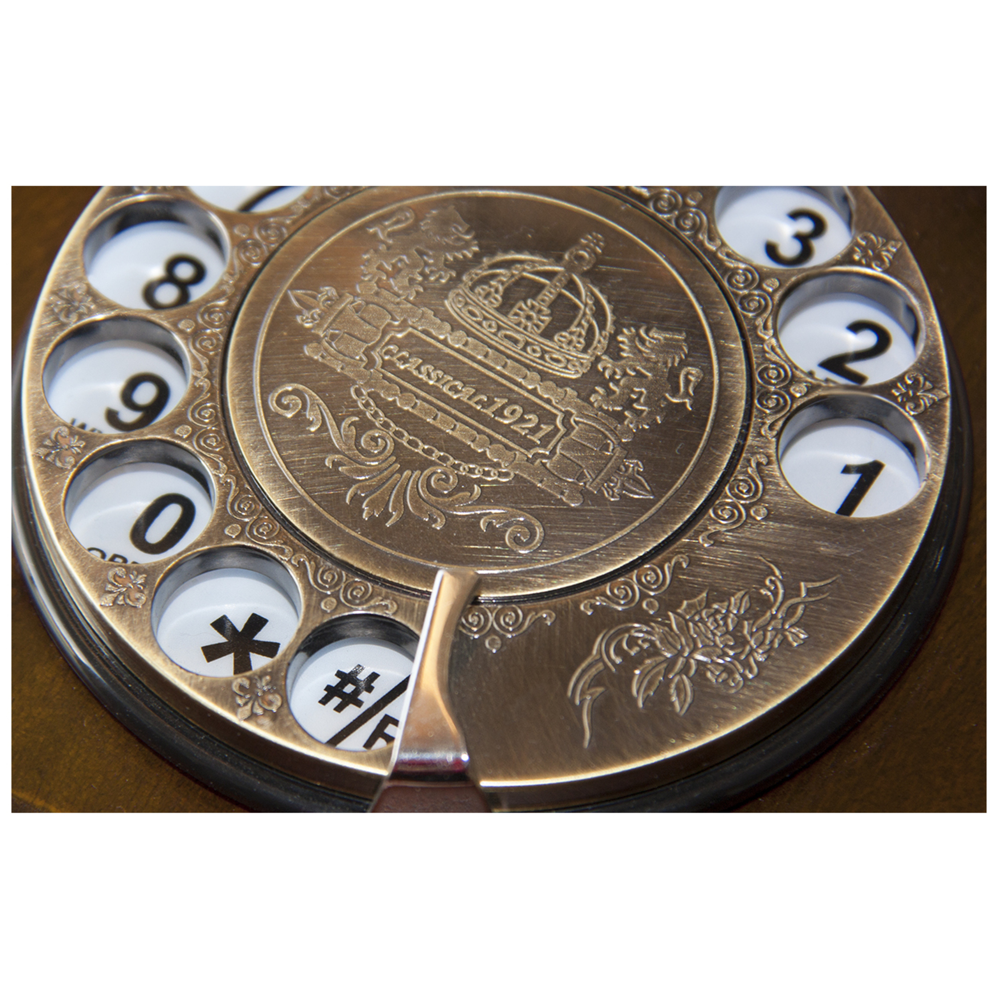 OPIS 1921 CABLE D téléphone mural rétro en bois et metal avec cadran rotatif Neuf - vue 5