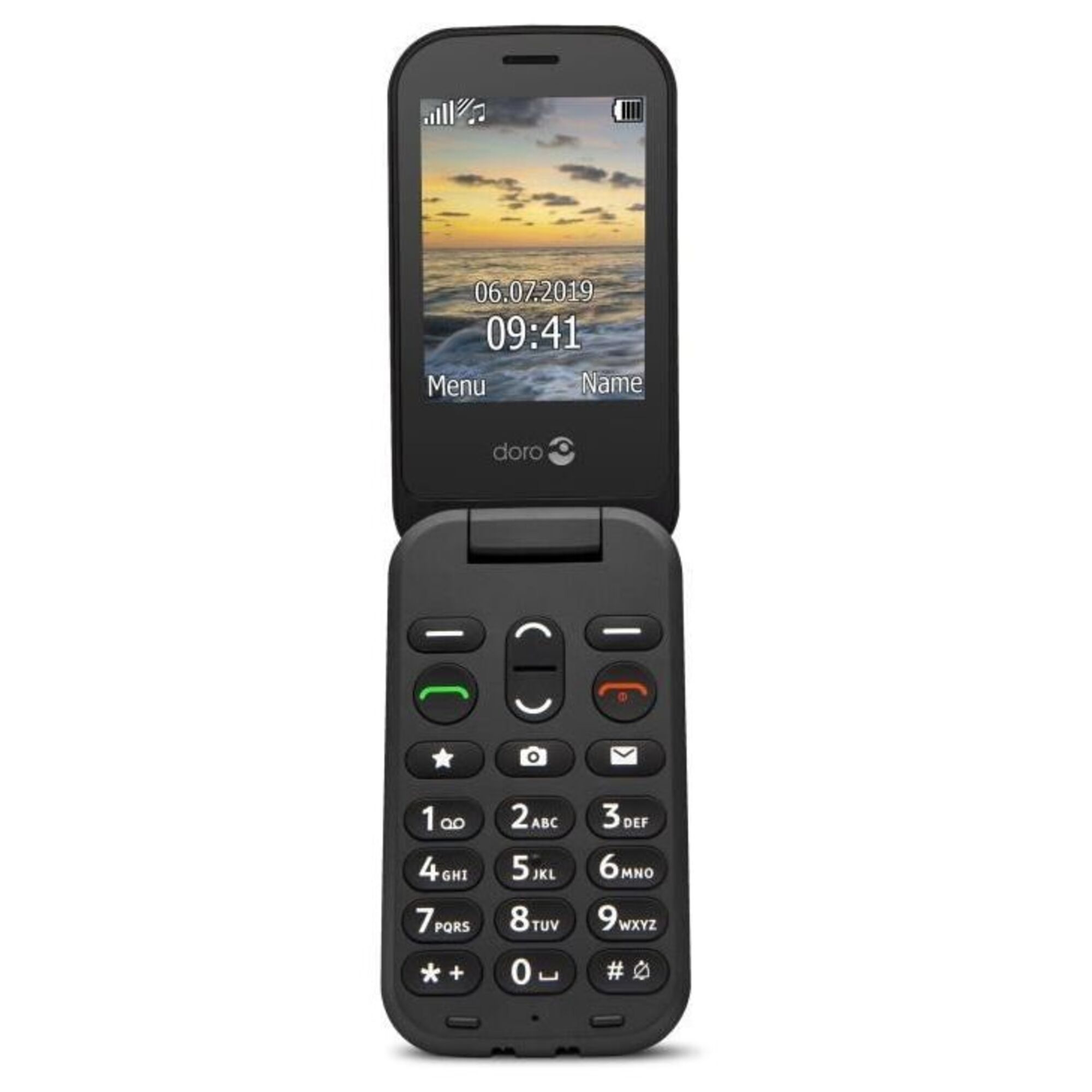 DORO 6040 - Téléphone mobile a clapet pour senior - Large afficheur - Touche d'assistance avec géolocalisation GPS - Noir - Neuf