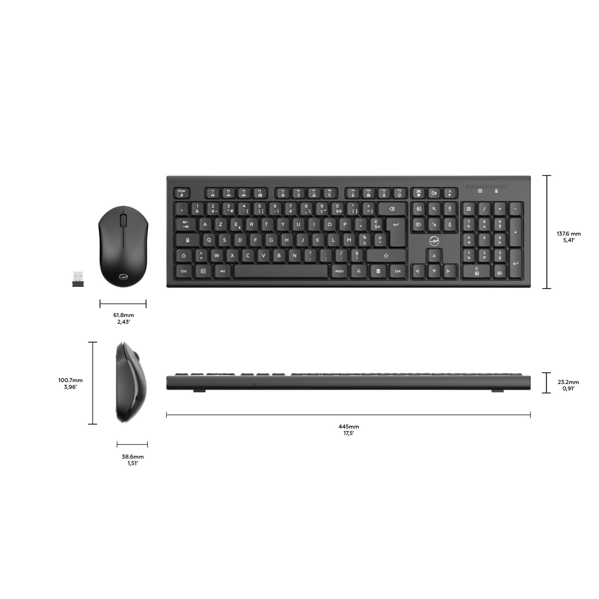 MOBILITY LAB - Pack Clavier + Souris ALPHA Combo Sans Fil Bluetooh - Neuf