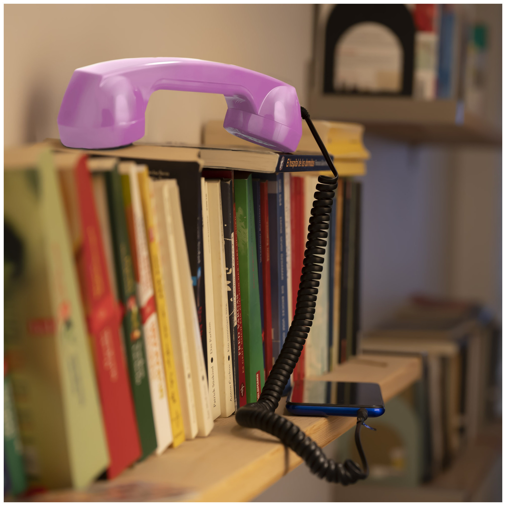 Combiné Téléphone Rétro pour Smartphones Android - Rose - Neuf