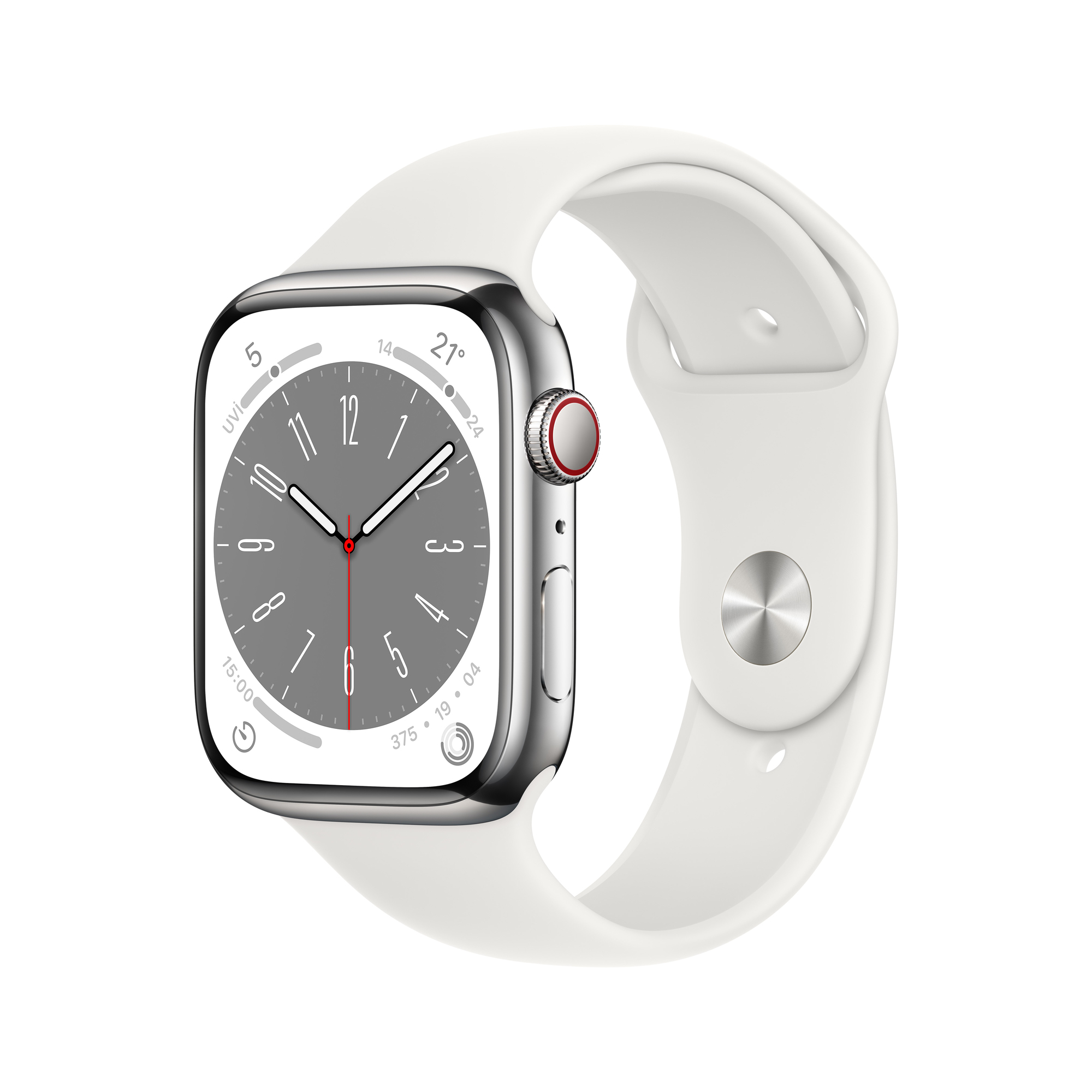 Acheter Watch Series 8 OLED 45 mm - Boîtier en Acier inoxydable Argent - GPS + Cellular - Bracelet Sport - Blanc - Très bon état Très bon état - 250,00 € Watch Series 8 OLED 45 mm - Boîtier en Acier inoxydable Argent - GPS + Cellular - Bracelet Sport - Blanc - Très bon état Très bon état - reconditionné disponible sur Pixmania