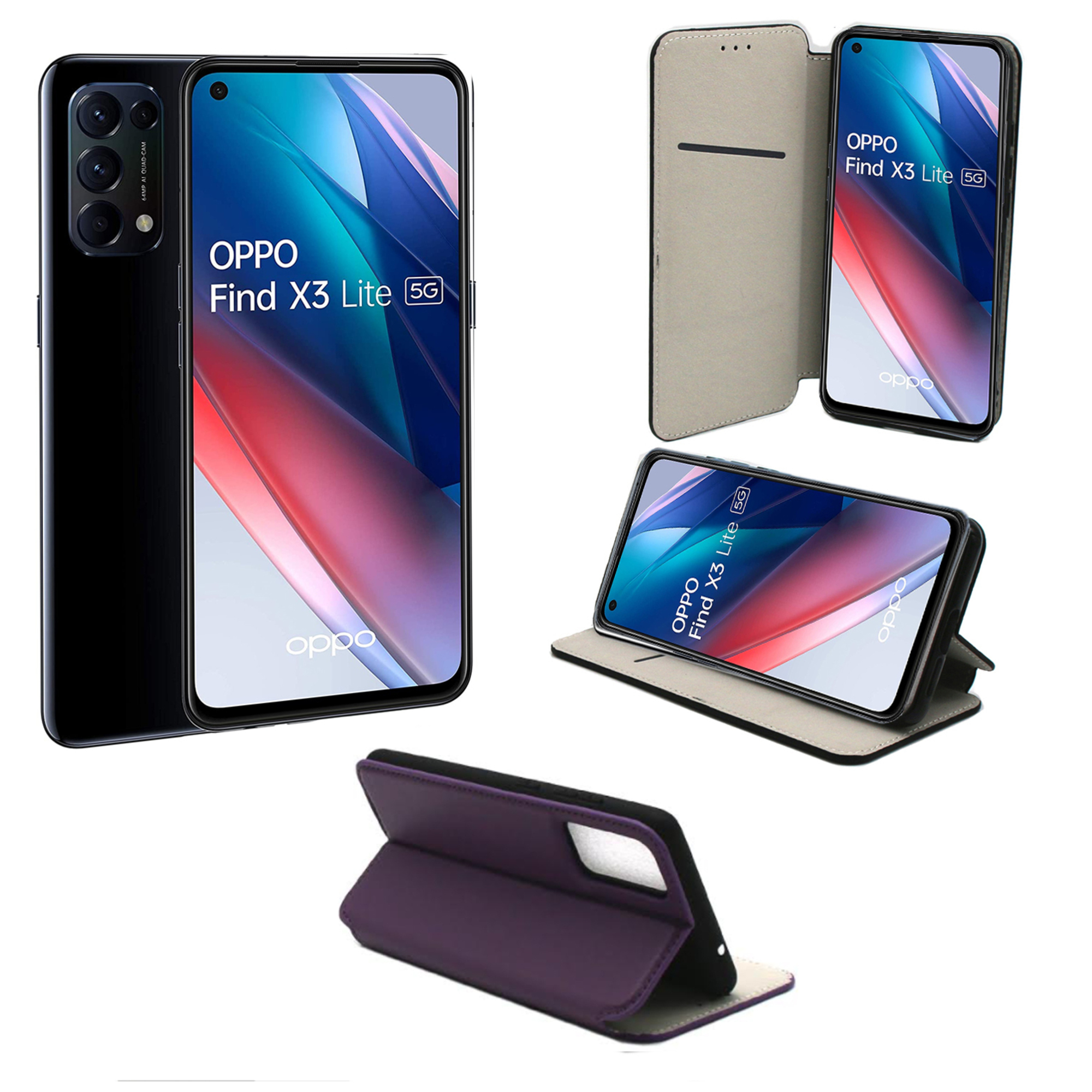 XEPTIO OPPO Find X3 LITE 5G Etui / Housse pochette protection violet - Neuf