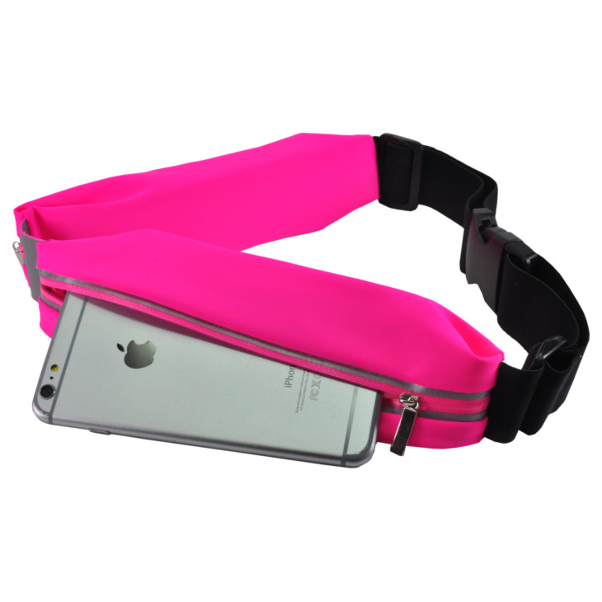 Ceinture de Sport Universelle avec 2 poches, Rose - Neuf