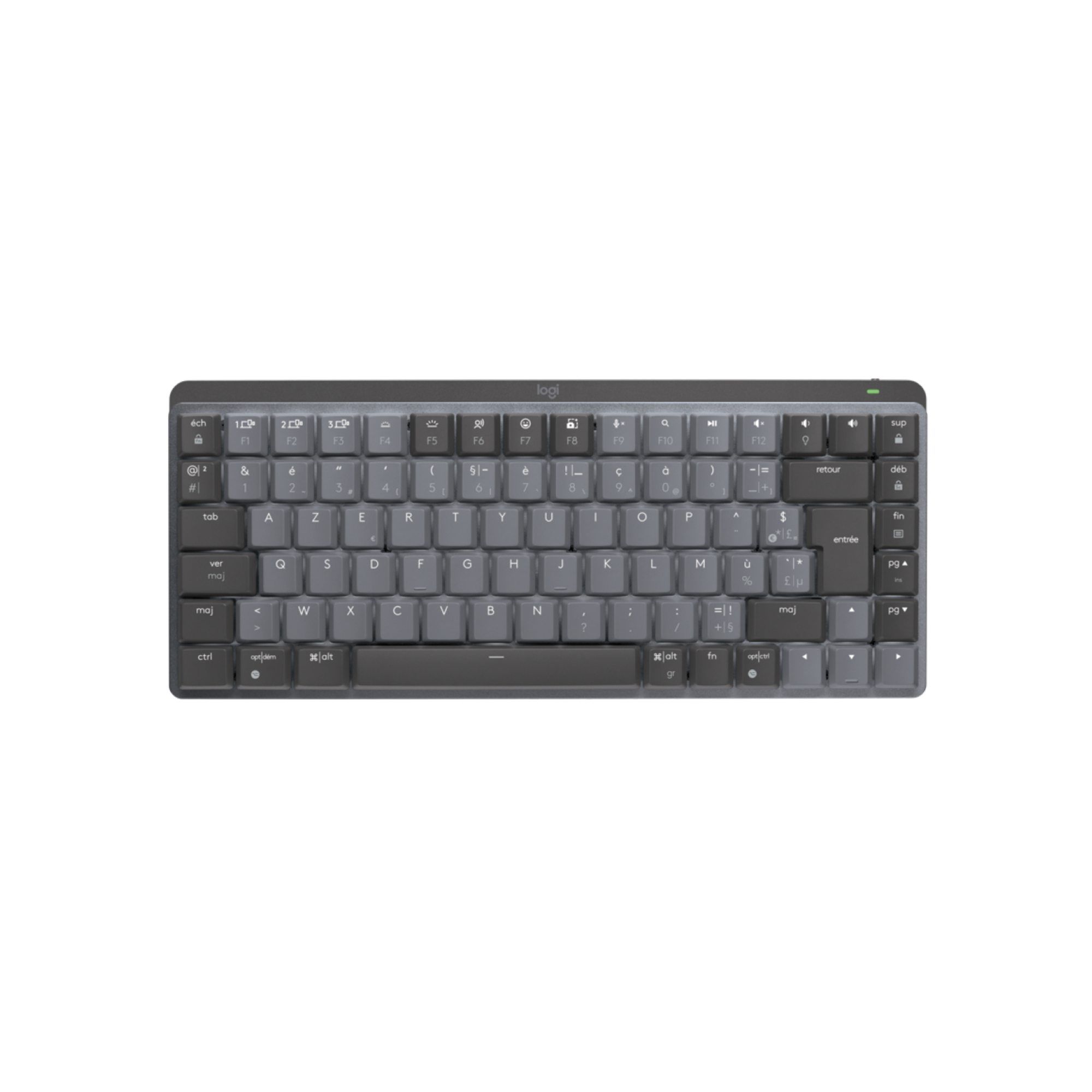 Logitech MX Mini Mechanical clavier RF sans fil + Bluetooth AZERTY Français Graphite, Gris - Neuf