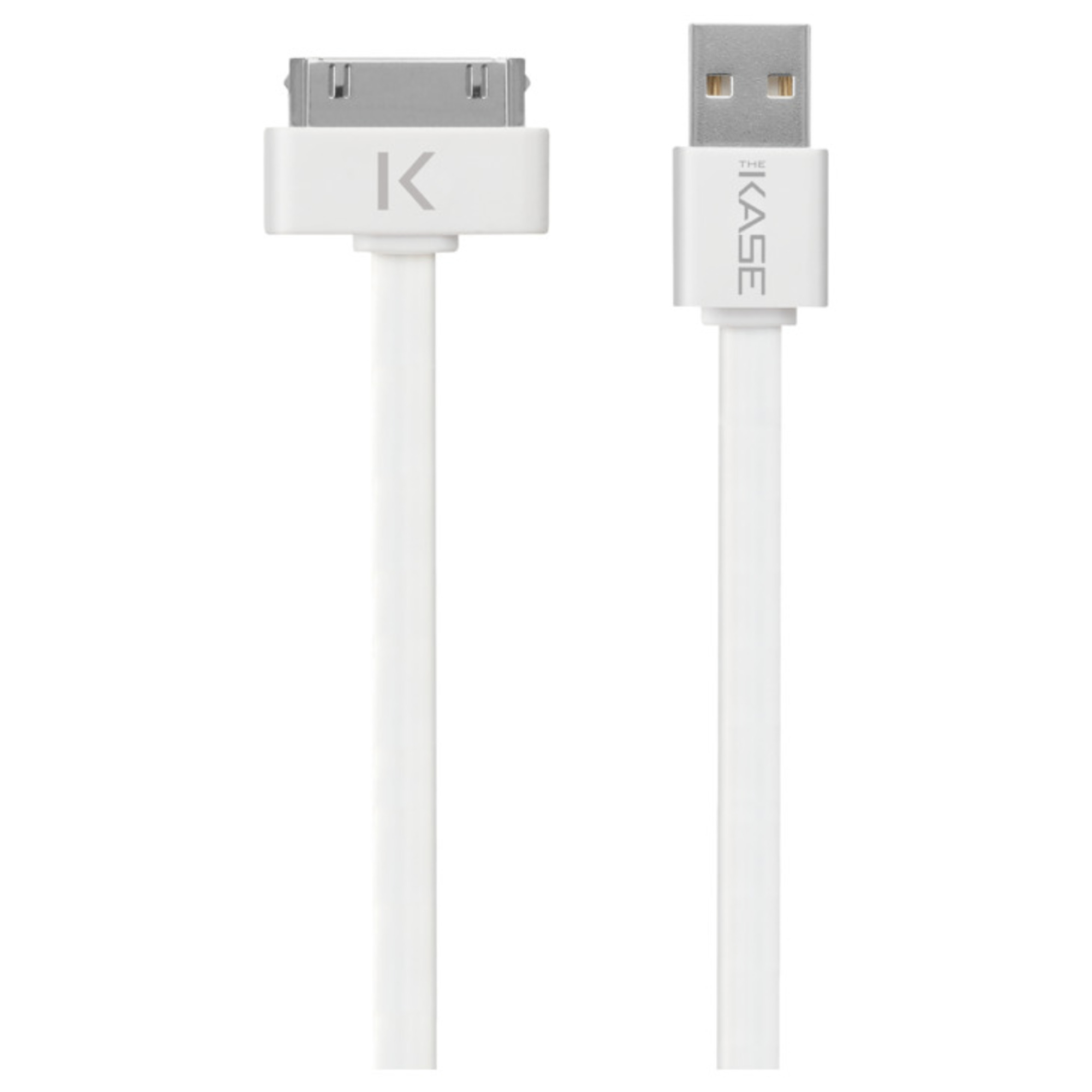 THE KASE Cable plat 30 broches vers USB (1m) pour Apple, Blanc Lumineux - Neuf