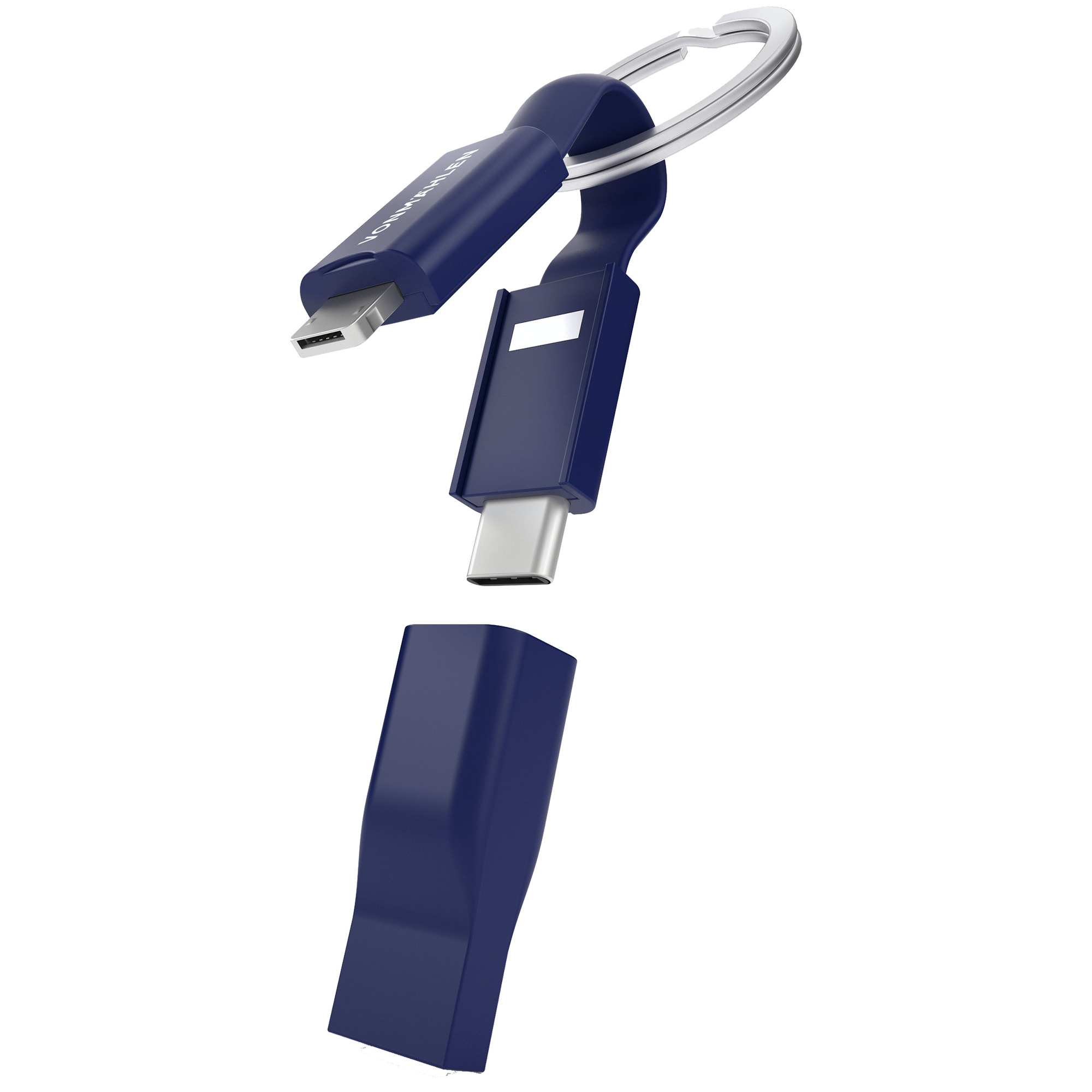 Câble High Five USB A+C / microUSB & USB C & Lightning 2. 7cm Format Porte clés FastCharge Allroundo® Neuf - vue 2