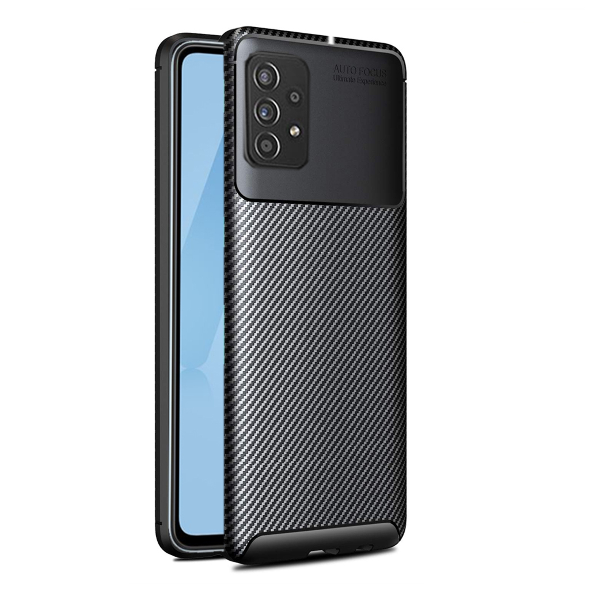 XEPTIO Coque bross&eacute;e noire pour Samsung Galaxy A52 4G / A52 5G / A52s Carbon Antichoc