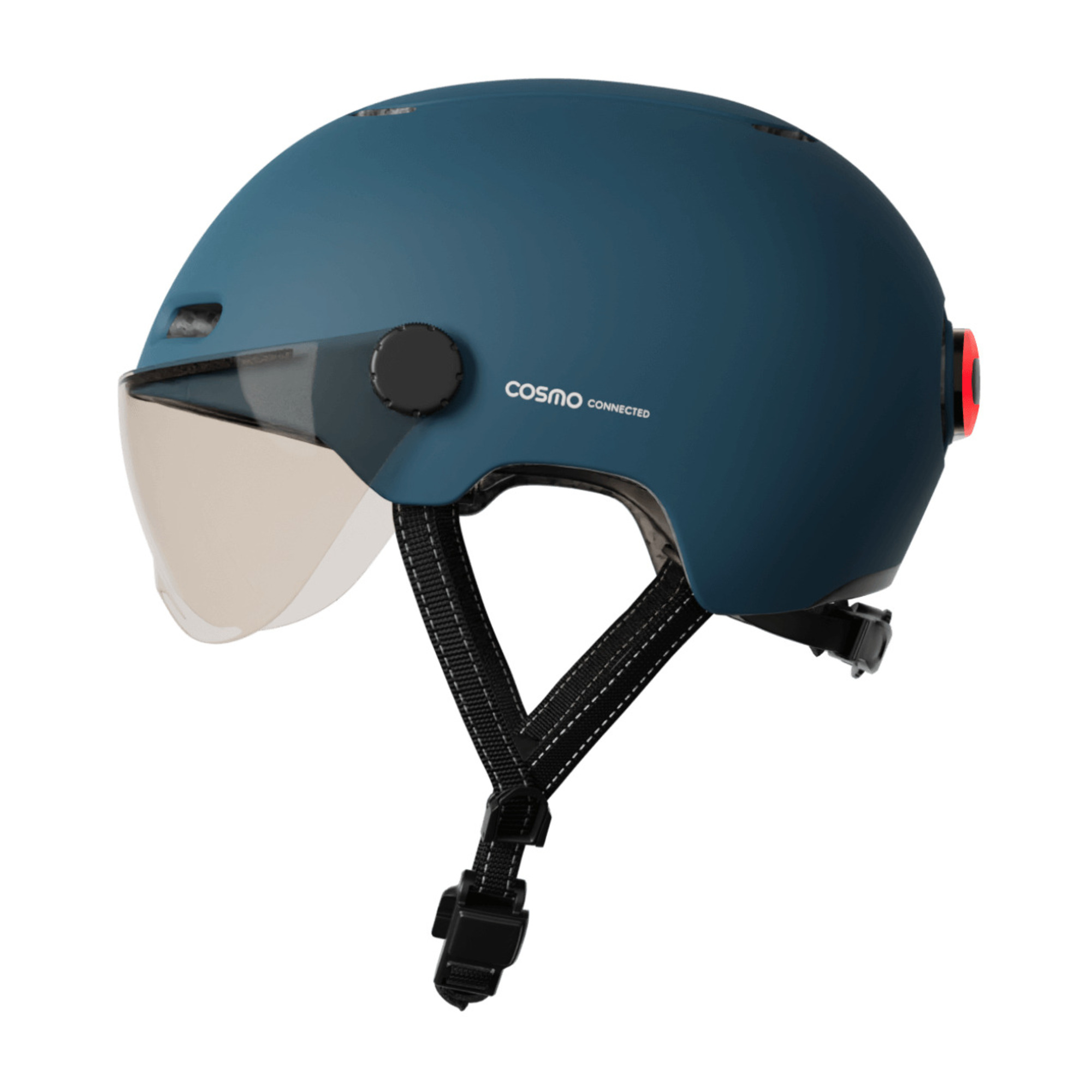 Cosmo Fusion+ Taille M, Bleu Abysse - Casque avec éclairage Vélo Arrière Intelligent et Connecté - Assurance Individuelle ALLIANZ offerte durant 1 an - Neuf