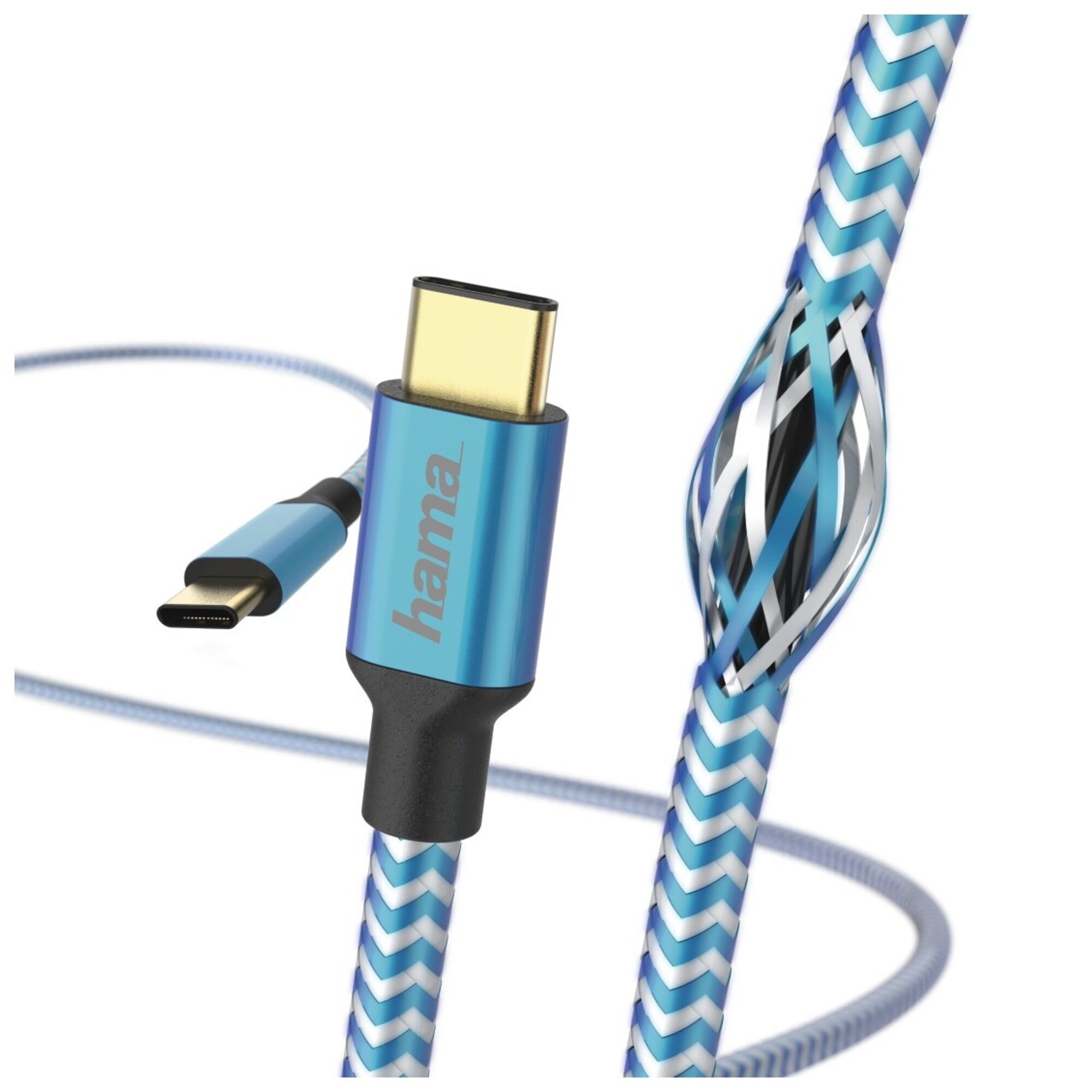 HAMA C&acirc;ble de charge/donn&eacute;es ""reflective"", usb type-c - usb type-c, 1,5 m, bleu