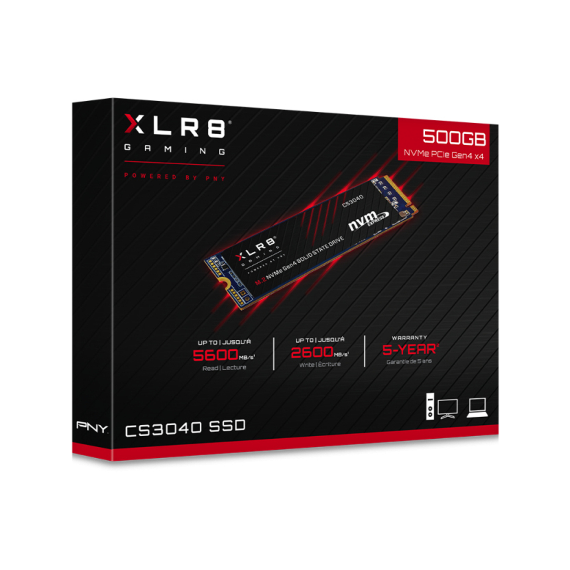 PNY XLR8 CS3040 500 Go M.2 PCI Express 4.0 NVMe 3D NAND - Neuf