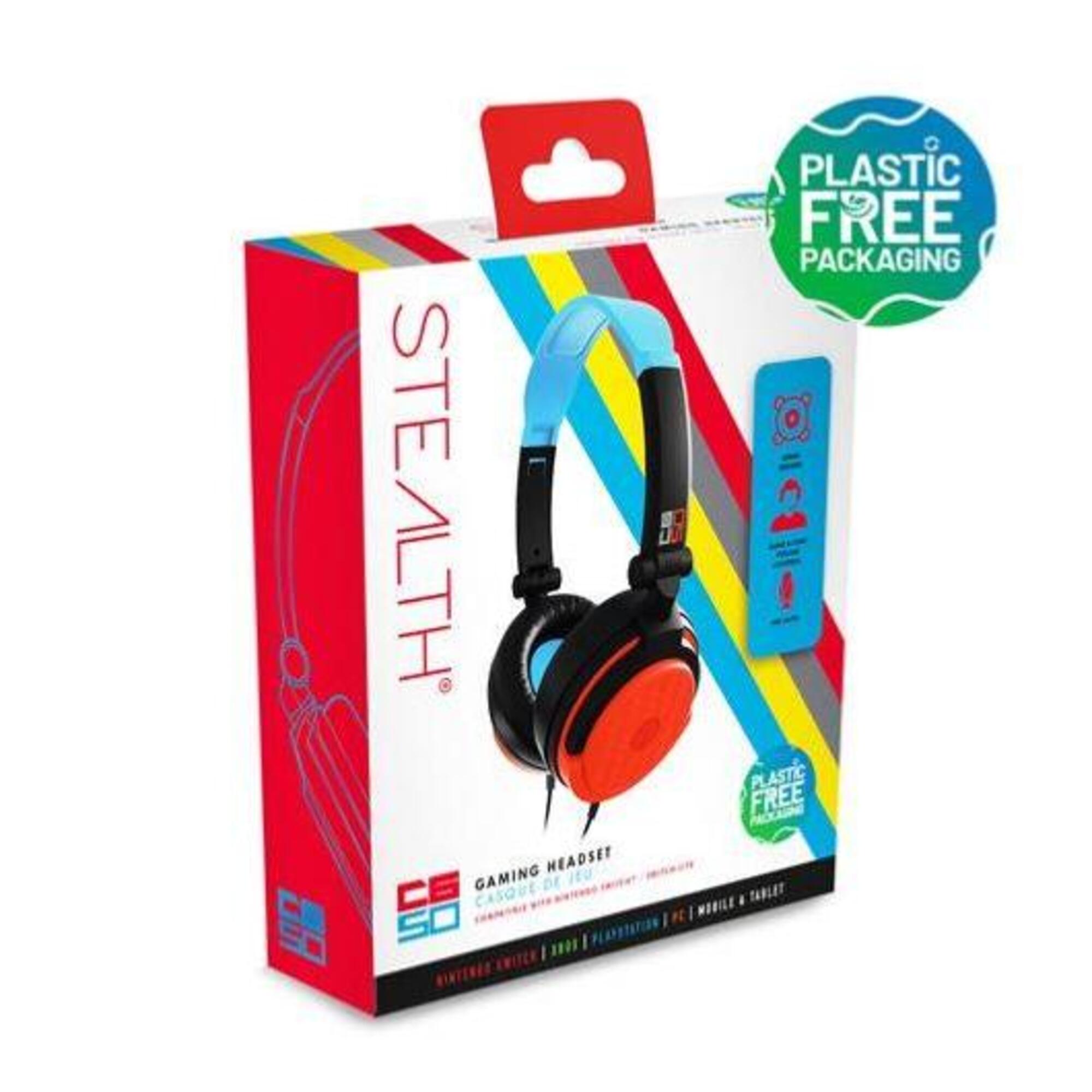 Stealth C6-50 Casque de Jeu stéréo - Bleu néon et Rouge, Compatible avec Xbox One, Series S/X, PS4/5, Switch... - Neuf