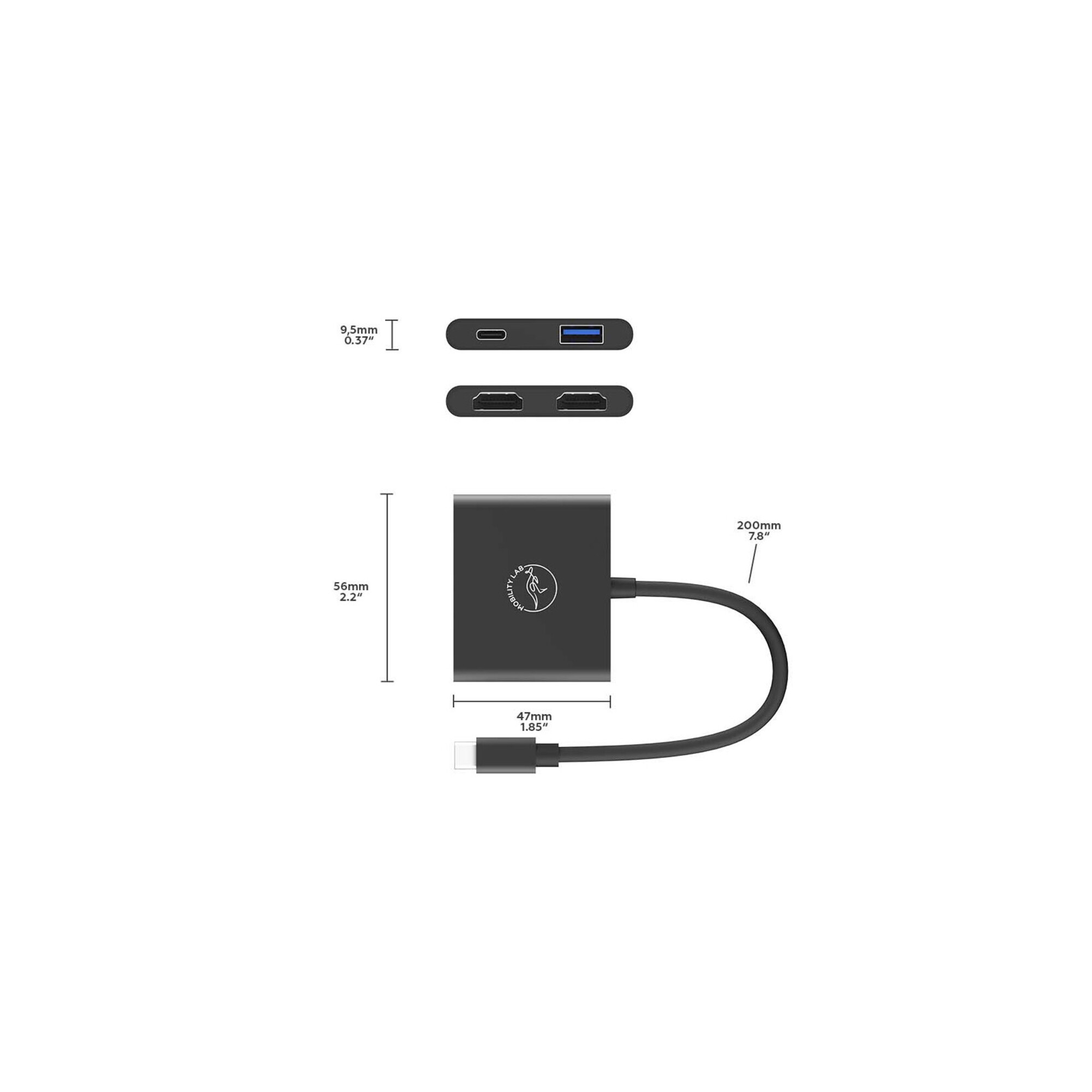 MOBILITY LAB - Hub-adaptateur USB-C - 4 en 1 dual display - Neuf