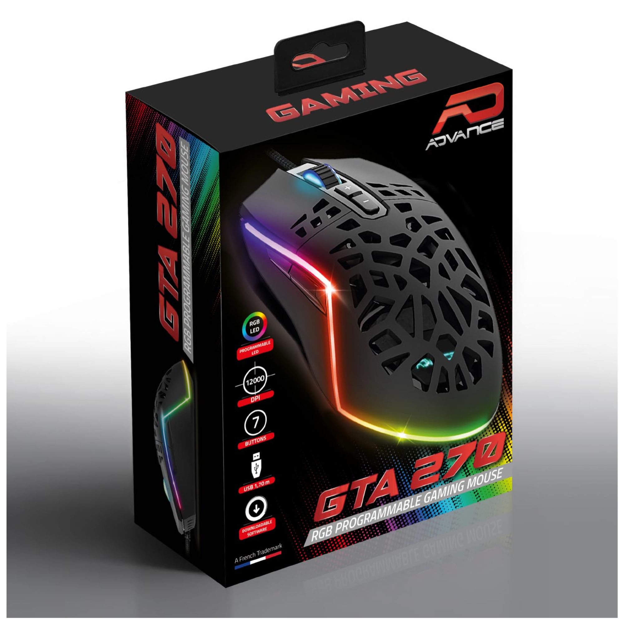 Souris Gamer GTA 270 12000 DPI LED RGB Gaming Programmable - Neuf