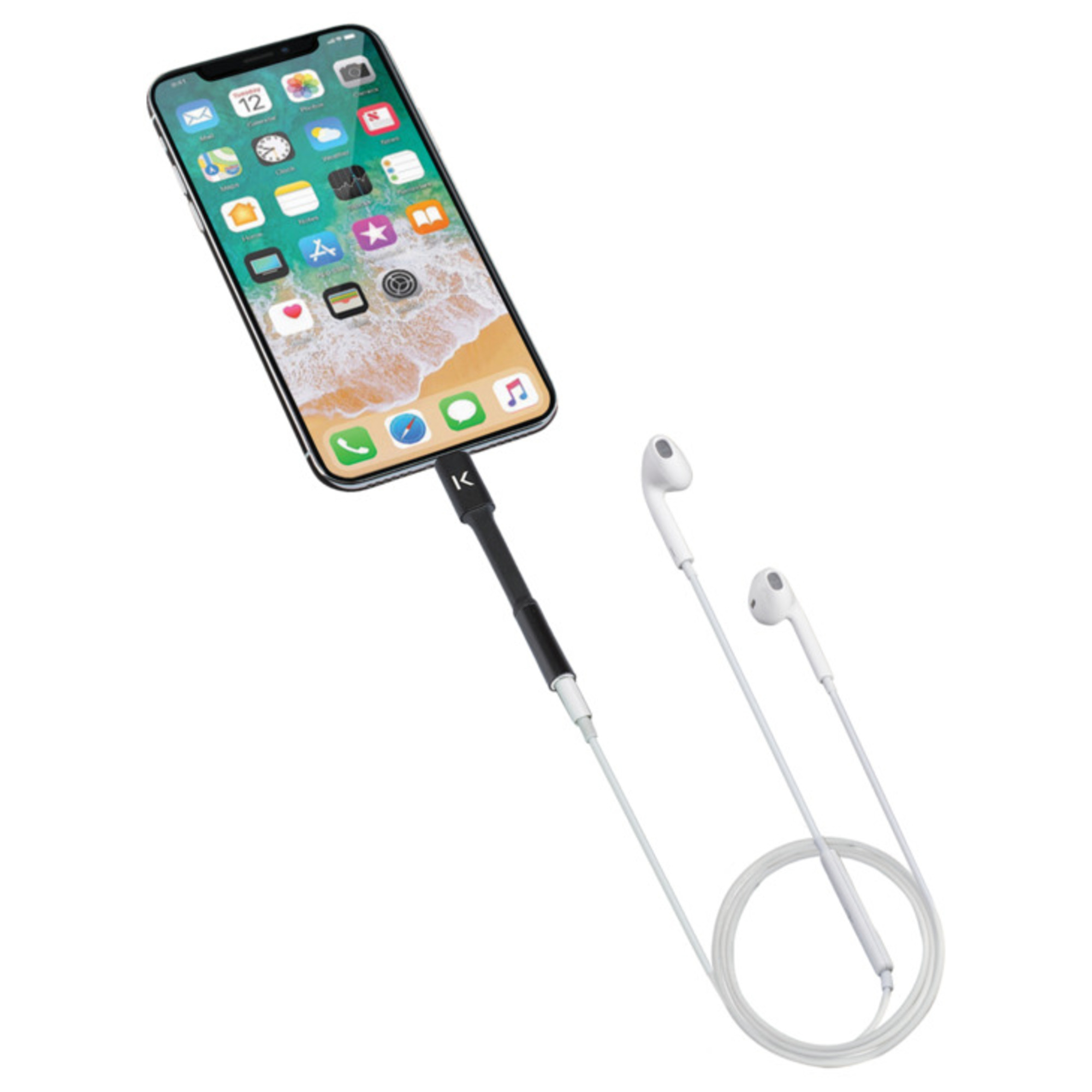 Adaptateur Lightning certifié MFi Apple vers prise casque 3,5mm métallisé, Noir - Neuf