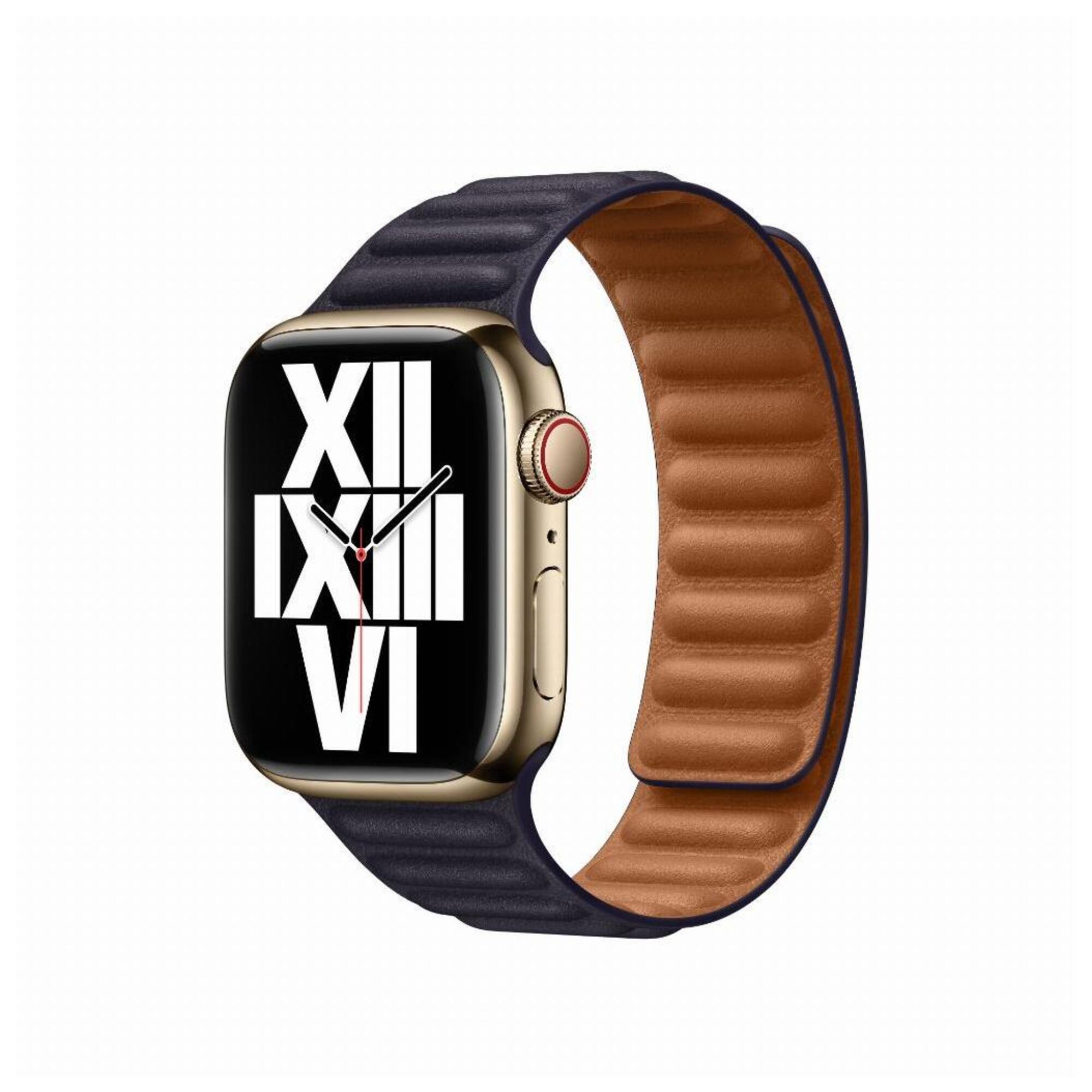 Bracelet à maillons cuir pour Apple Watch 41 mm - M/L - Minuit - Neuf