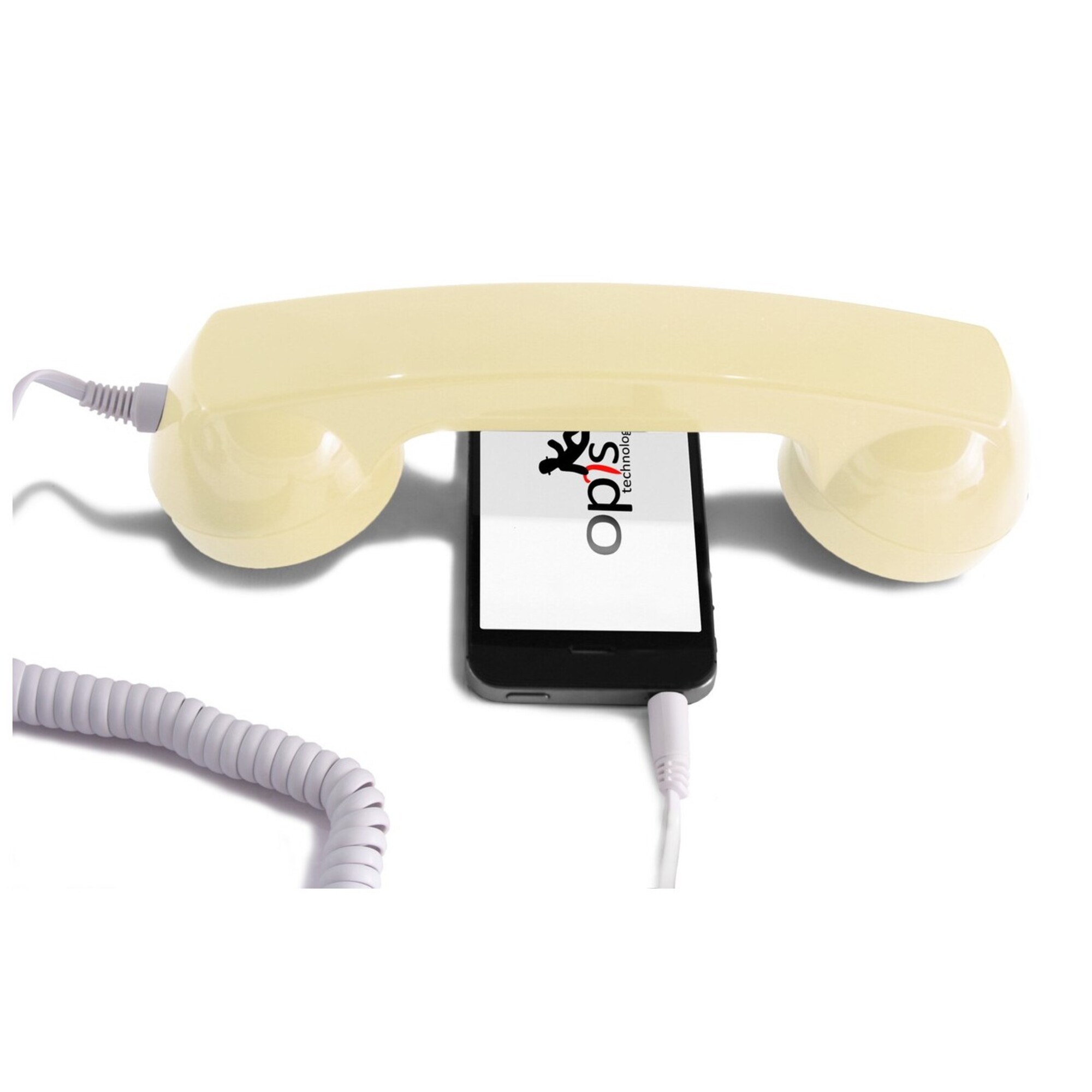 Combiné Téléphone Rétro pour Smartphones Android - Beige - Neuf