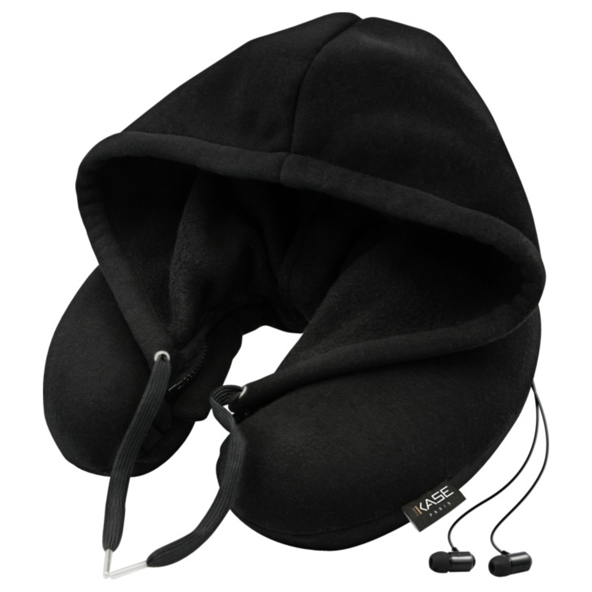 Hoodie Coussin de voyage avec des écouteurs bluetooth intégrés, Noir - Neuf