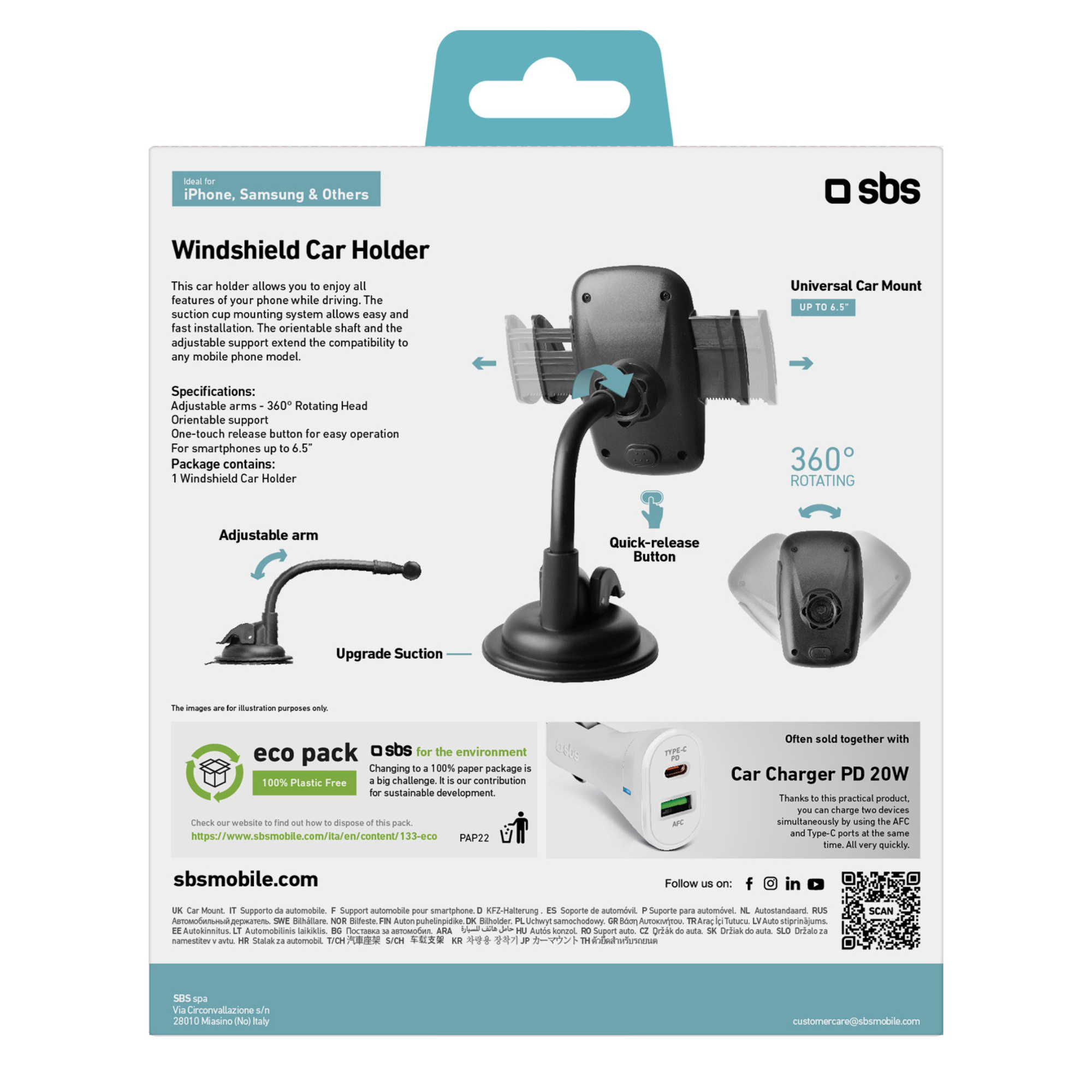 Support téléphone portable pour voiture SBS Freeway TE0UCH20W - vue 3