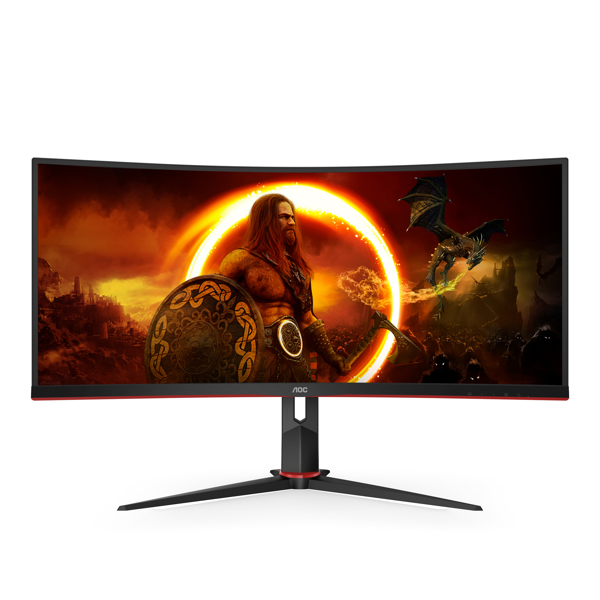 AOC G2 CU34G2X/BK écran plat de PC 86,4 cm (34 ) 3440 x 1440 pixels Quad HD LED Noir, Rouge - Neuf