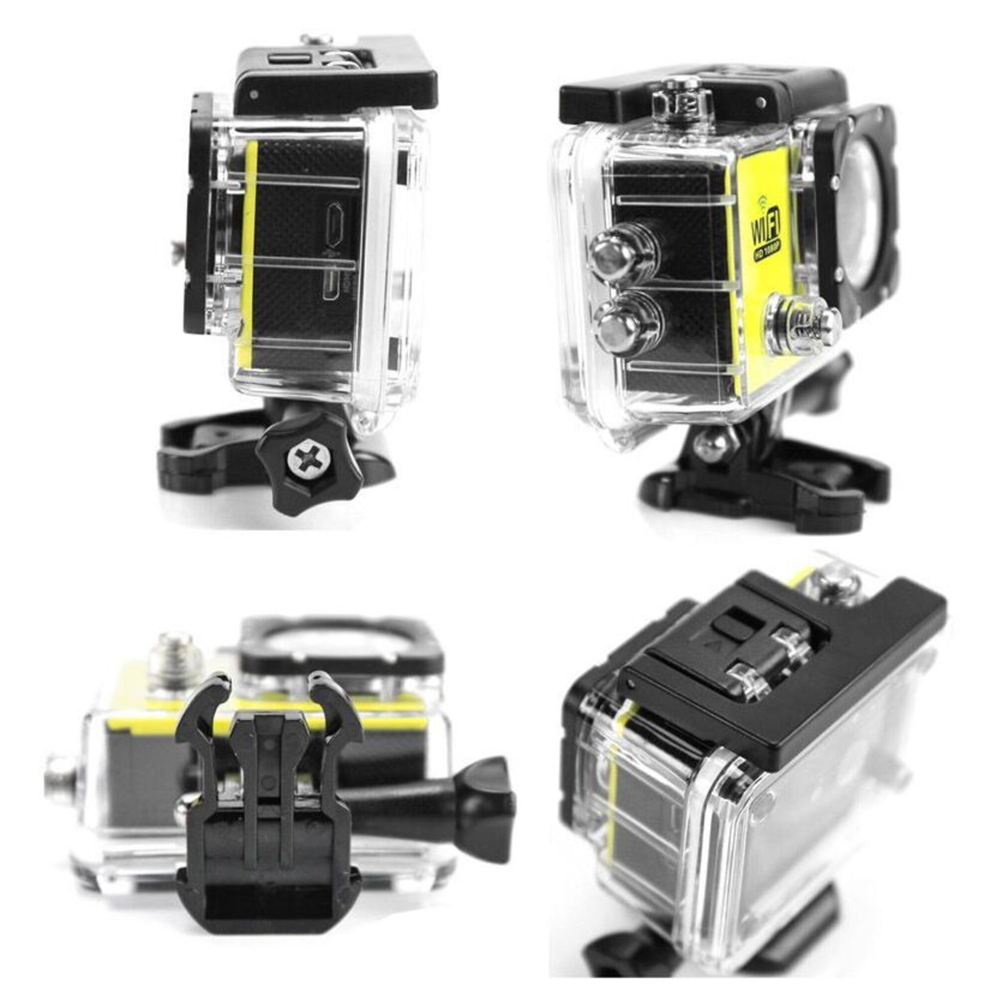 Camera Embarquée Sports Wi-Fi LCD Caisson Étanche Waterproof 12 Mp HD Jaune 64Go YONIS - Neuf