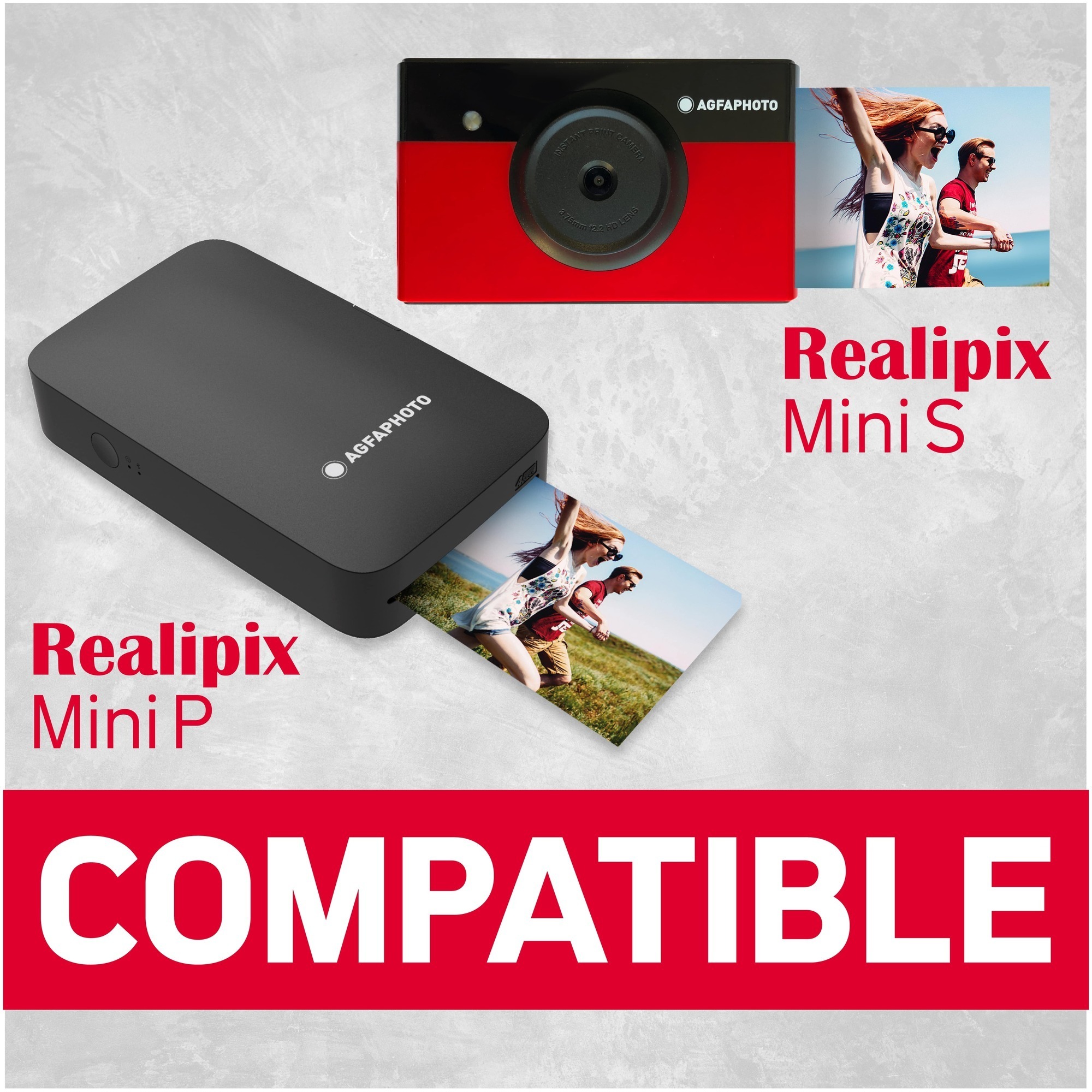 AGFA PHOTO - Cartouche et papiers 5,3 x 8,6 cm AMC - Compatible AGFA PHOTO Realipix Mini S, Realipix Mini P, Kodak Mini Printer 2, Kodak Mini Shot - Neuf