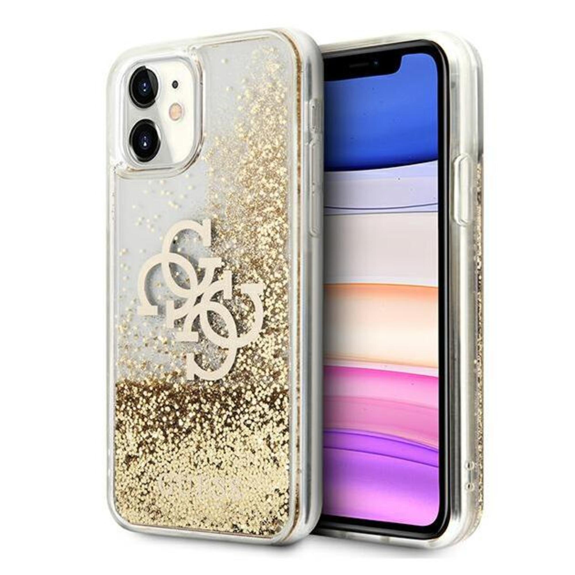 Coque telephone bumper telephone Guess GUHCN61LG4GGO Coque pour iPhone 11 61 4G Big Liquid Glitter Doré - vue 2