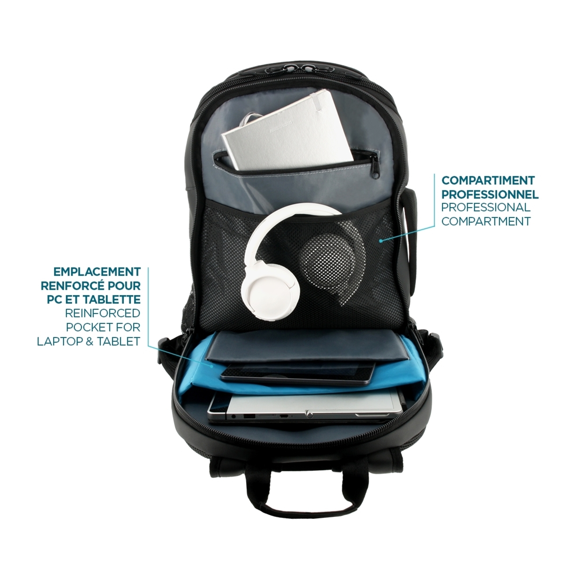 Sac à Dos Professionnel Voyage 48h Bagage à Main Compatible Ordinateur 14 15.6 Sac Cabine Matière Déperlante Multipoches Ergonomique Neuf - vue 2