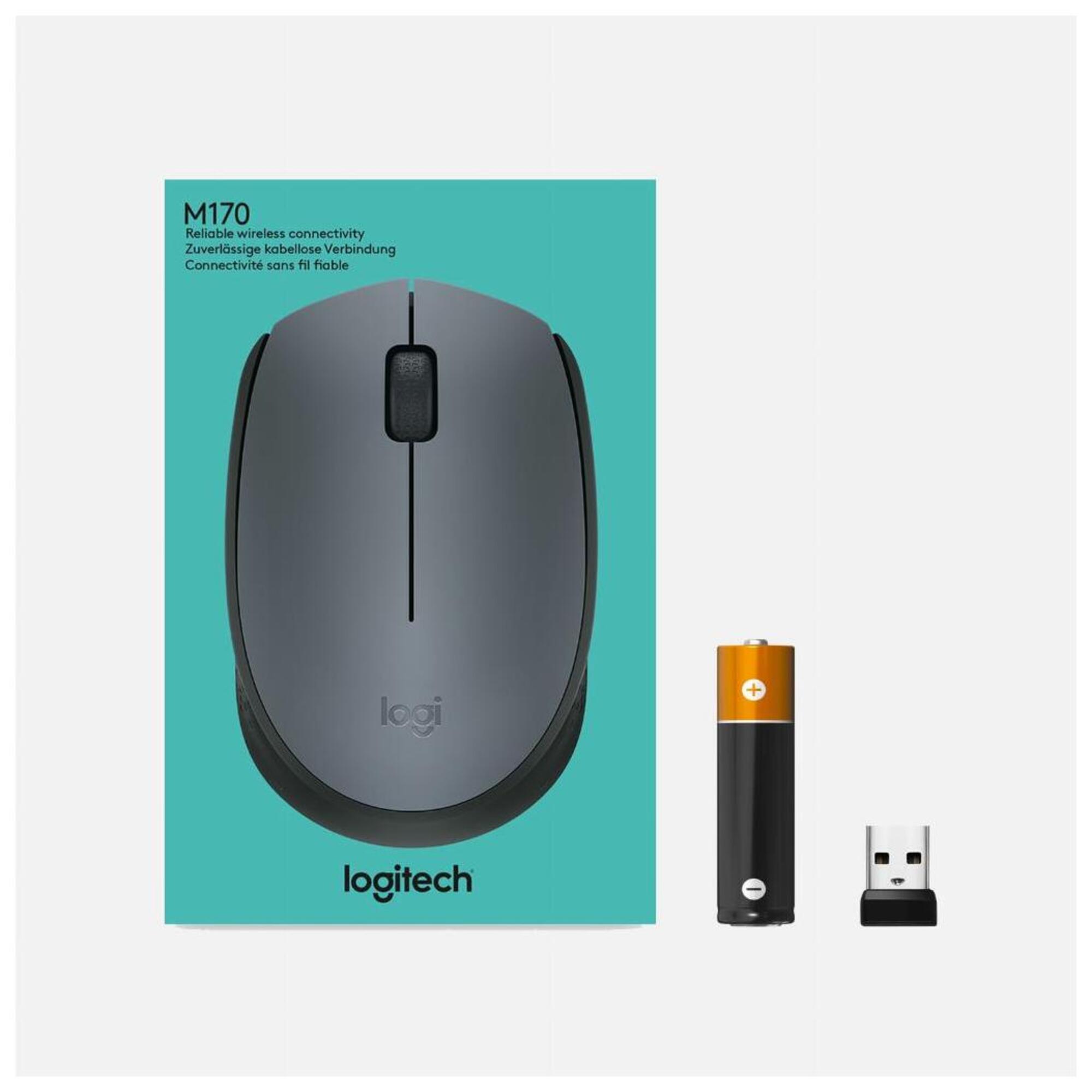 Logitech M170 Grey-K souris Ambidextre RF sans fil Optique 1000 DPI - Neuf