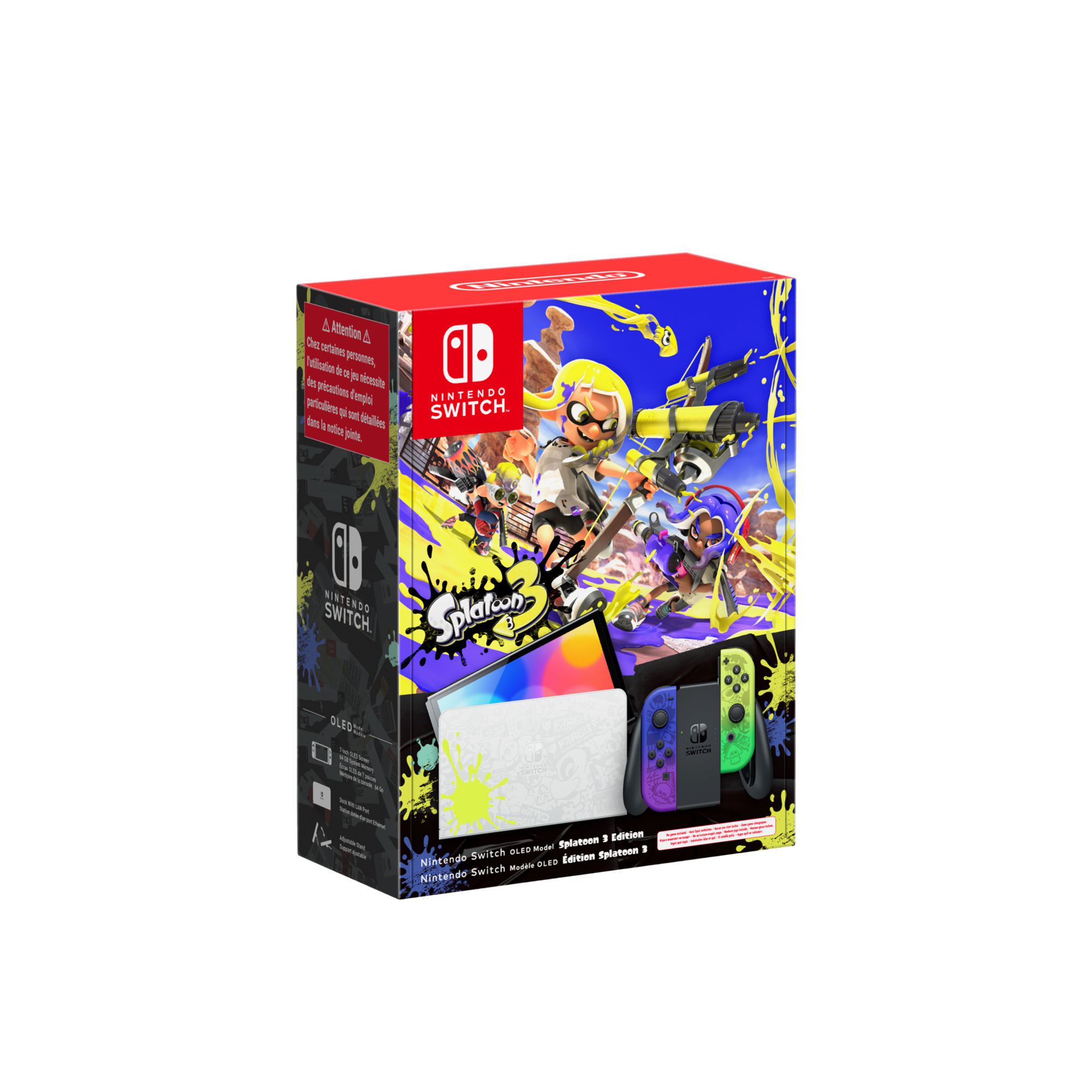 Switch OLED Ed. Splatoon 3 - Console de jeux portables 17,8 cm (7 ) 64 Go Écran tactile Wifi - Excellent état