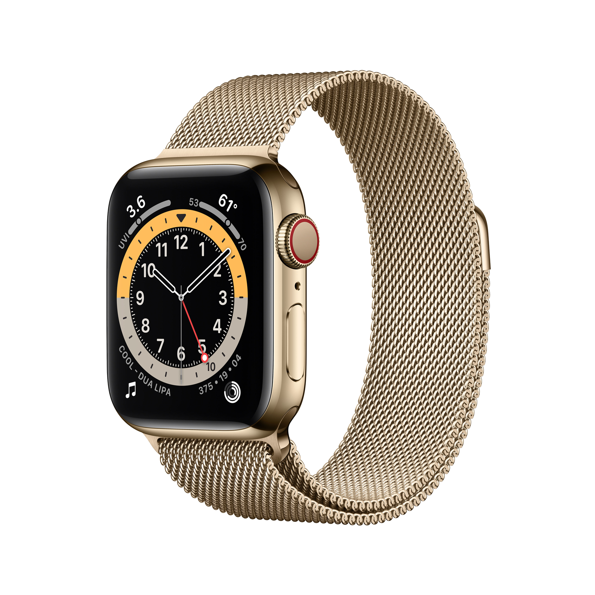 Apple Watch Series 6 - boitier acier inoxydable or - bracelet Milanais or - 40mm