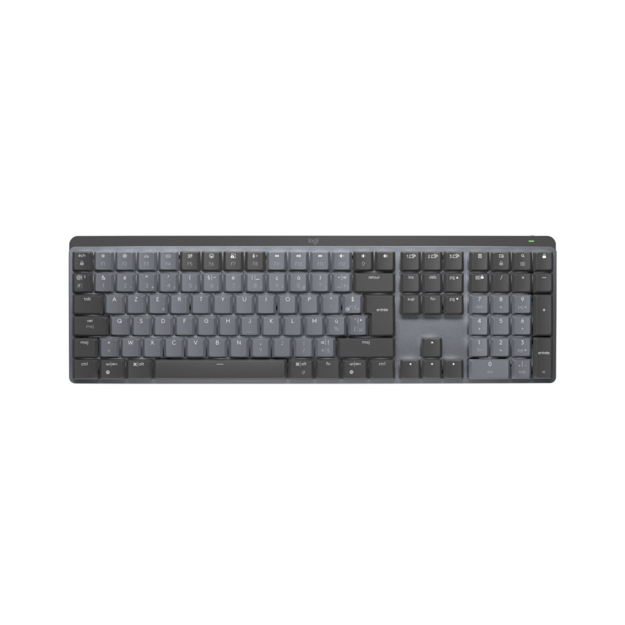 Logitech MX Mechanical clavier Bureau RF sans fil + Bluetooth AZERTY Français Graphite, Gris - Neuf