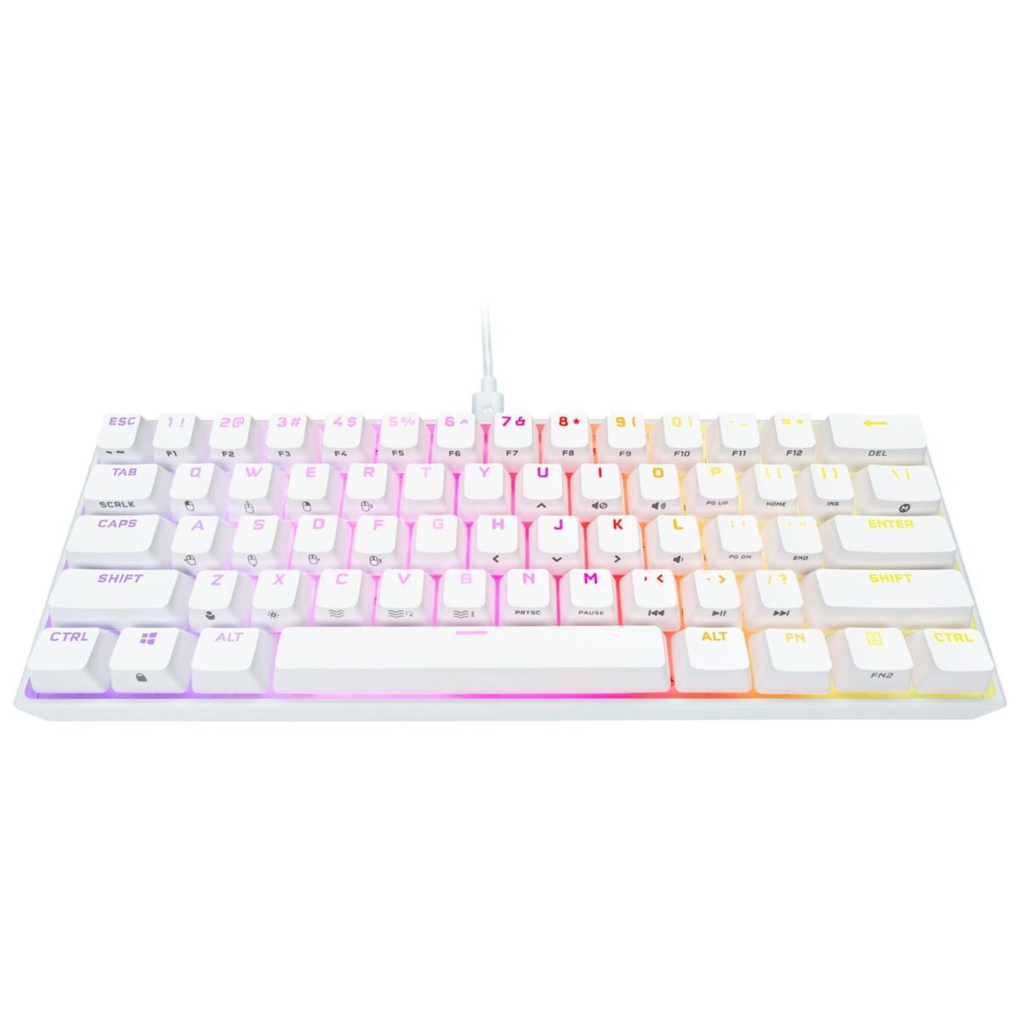 Clavier Gamer mécanique (Cherry MX Red) Corsair K65 Mini 60% RGB (Blanc) - Neuf