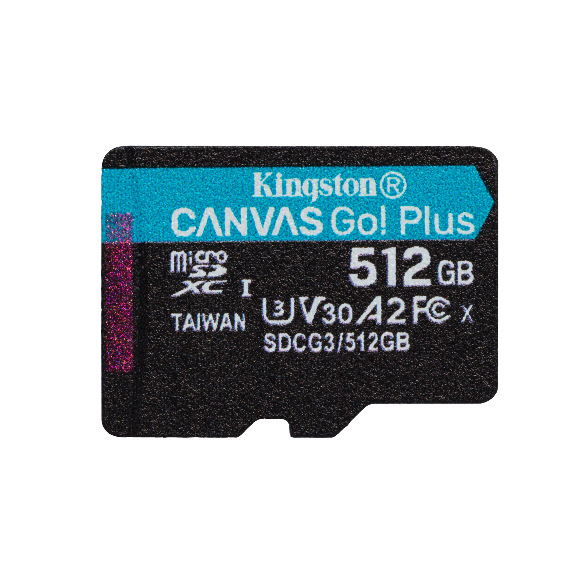 Kingston Technology Carte microSDXC Canvas Go Plus 170R A2 U3 V30 de 512 Go sans ADP - Neuf