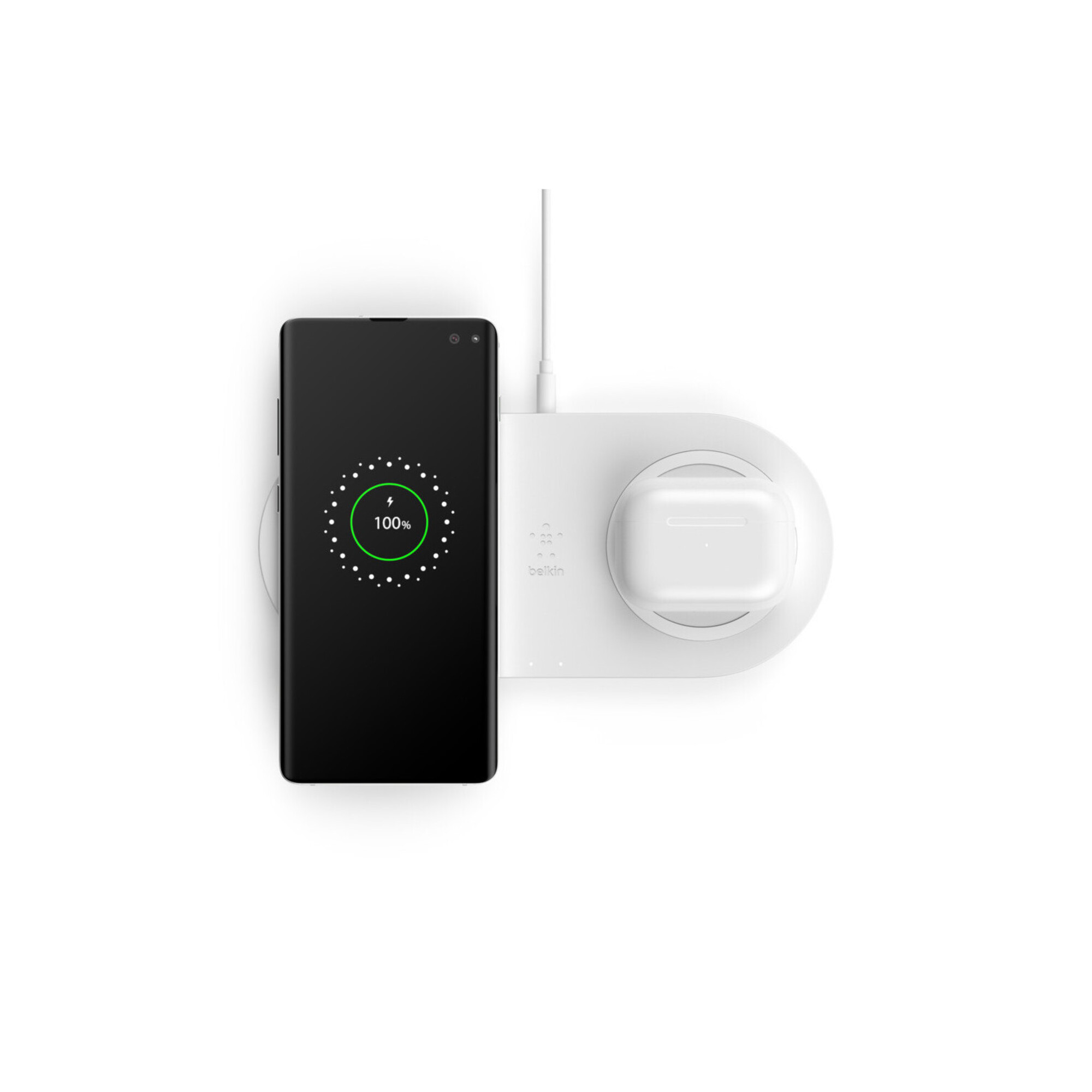 Belkin Double station de recharge à induction (double chargeur sans fil 10 W pour iPhone 14/14 Plus, 14 Pro, 14 Pro Max, 13, 12, Galaxy S22, S22+, S22 Ultra, Pixel 4, 4XL, AirPods, etc.) - Neuf