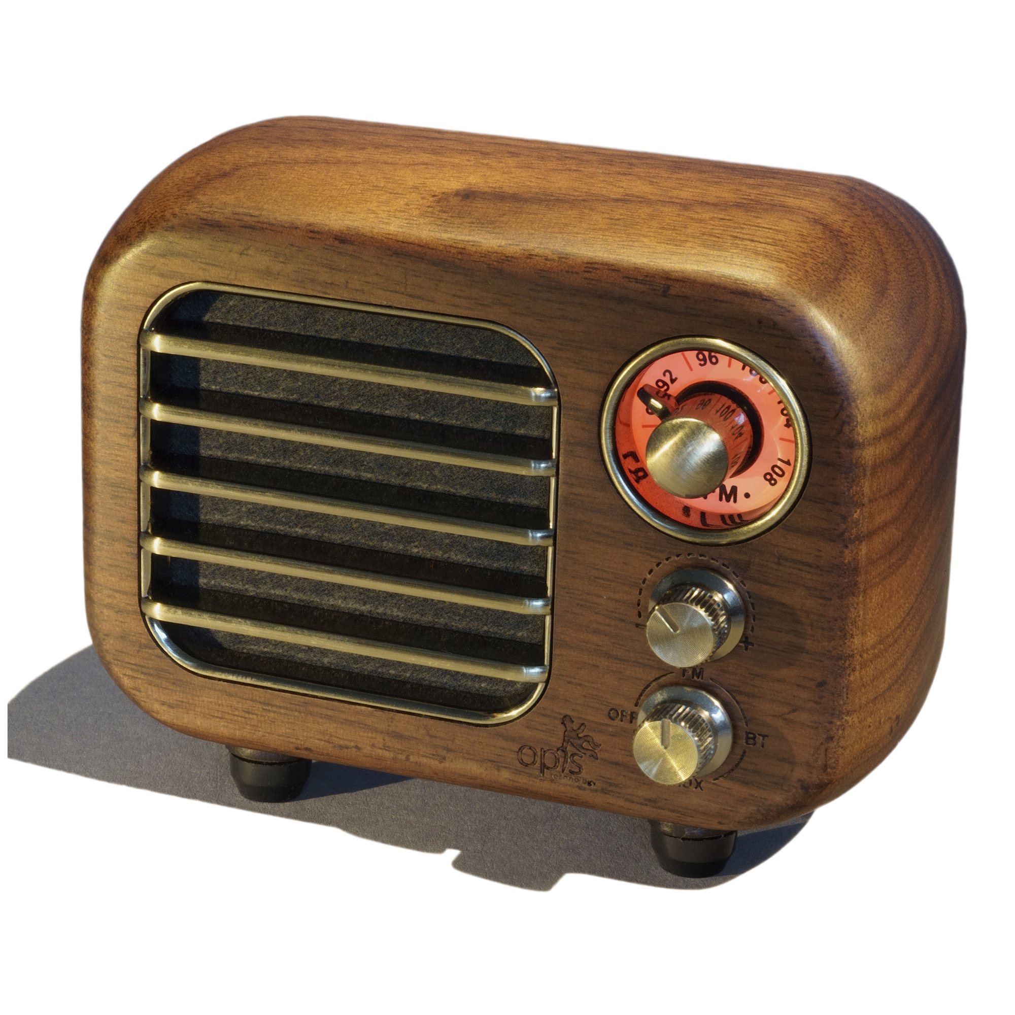 Petit Haut parleur Bluetooth Rétro en Bois et Radio VHF Noyer Neuf