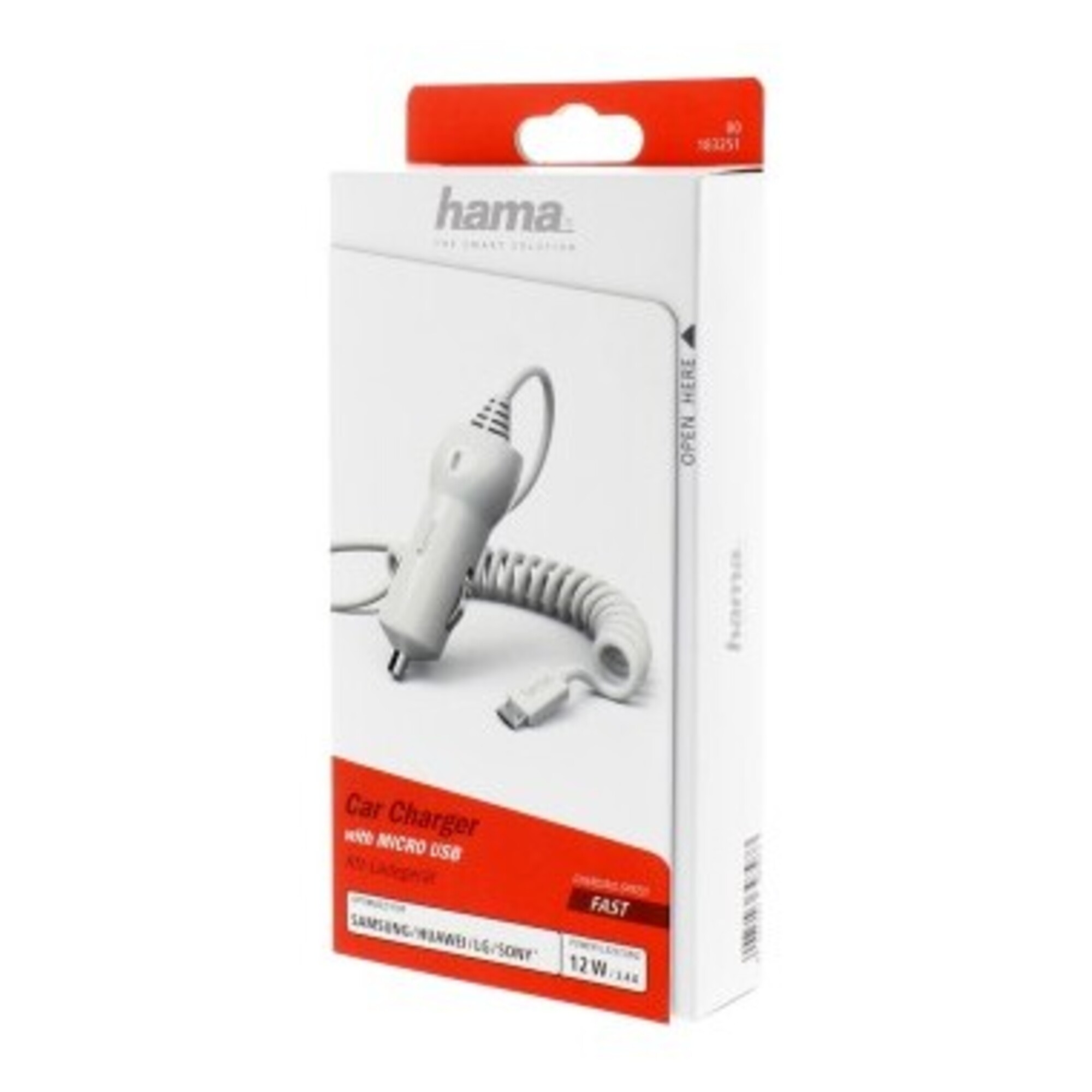 Hama 00183251 chargeur d'appareils mobiles Smartphone, Tablette Blanc Allume-cigare Auto - Neuf
