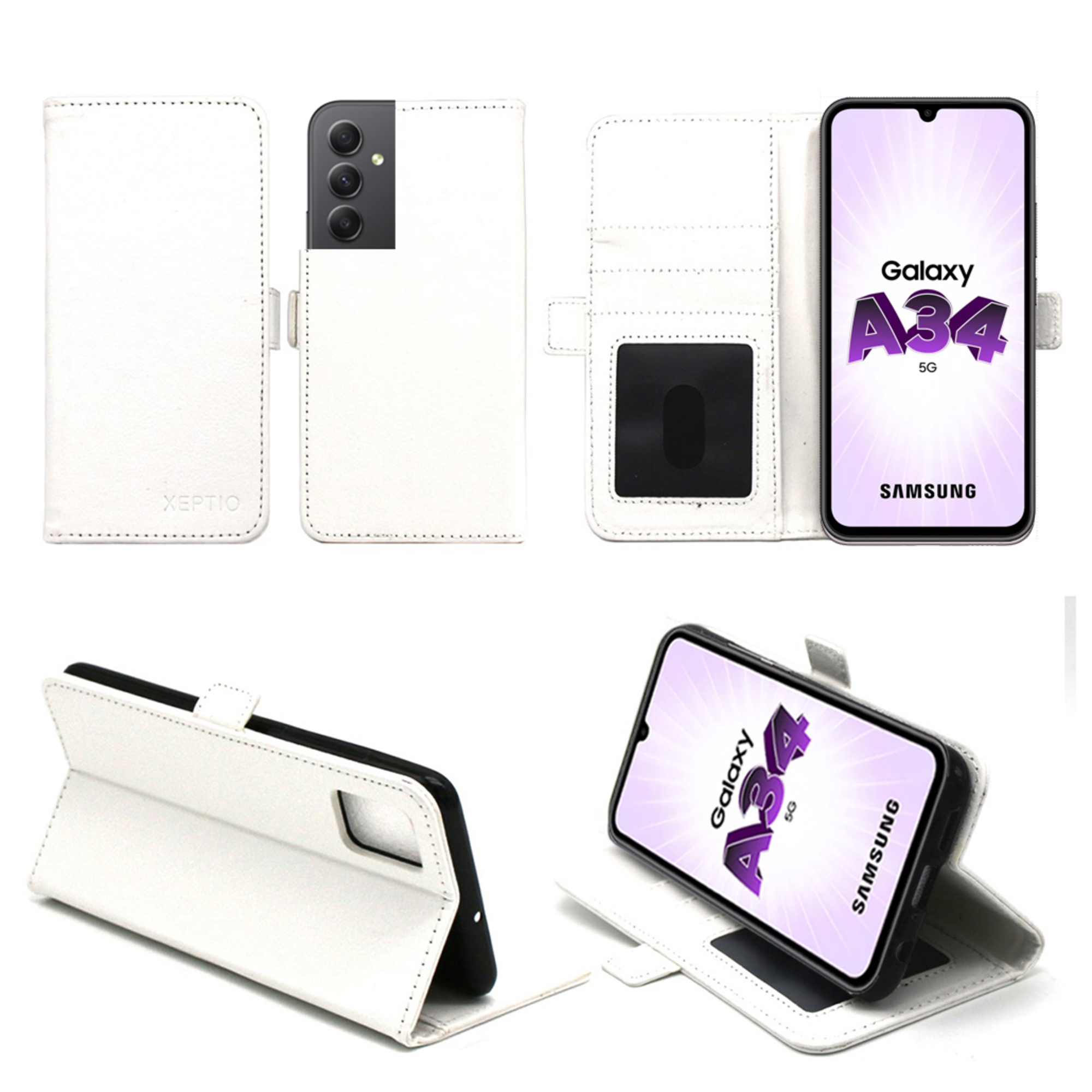 XEPTIO Samsung Galaxy A34 5G Etui / Housse pochette protection blanc - Neuf