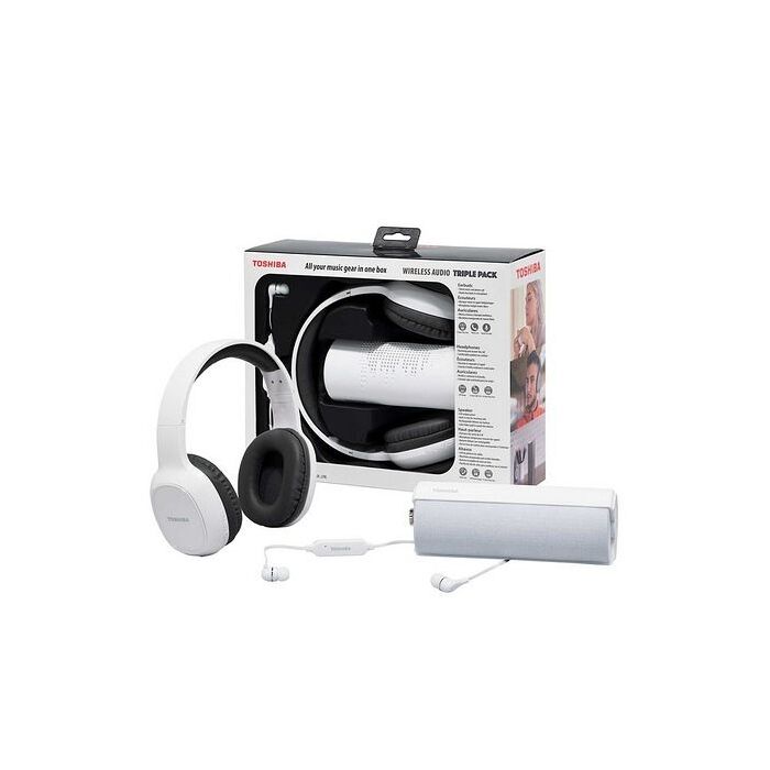 Trio Pack audio Bluetooth 3 en 1 : casques + écouteurs + enceinte - Neuf