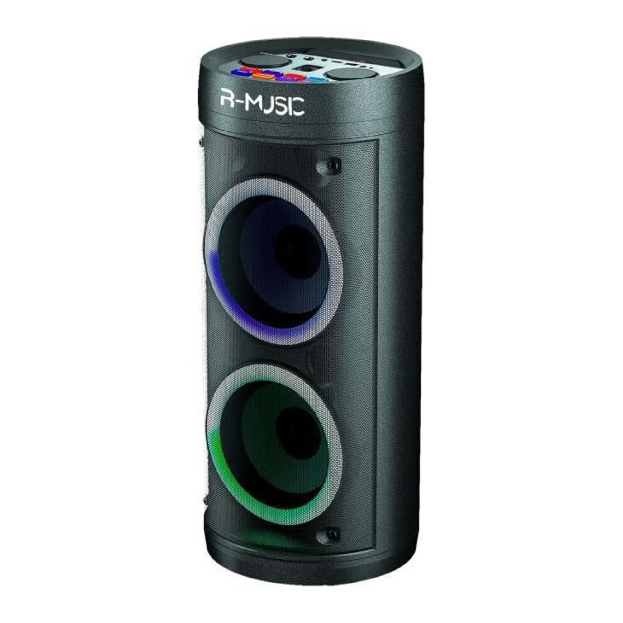 R MUSIC Booster Party Enceinte High Power BT sans fil Jeu de lumiere Egaliseur USB microSD Ecran LED Karaoké Neuf - vue 3
