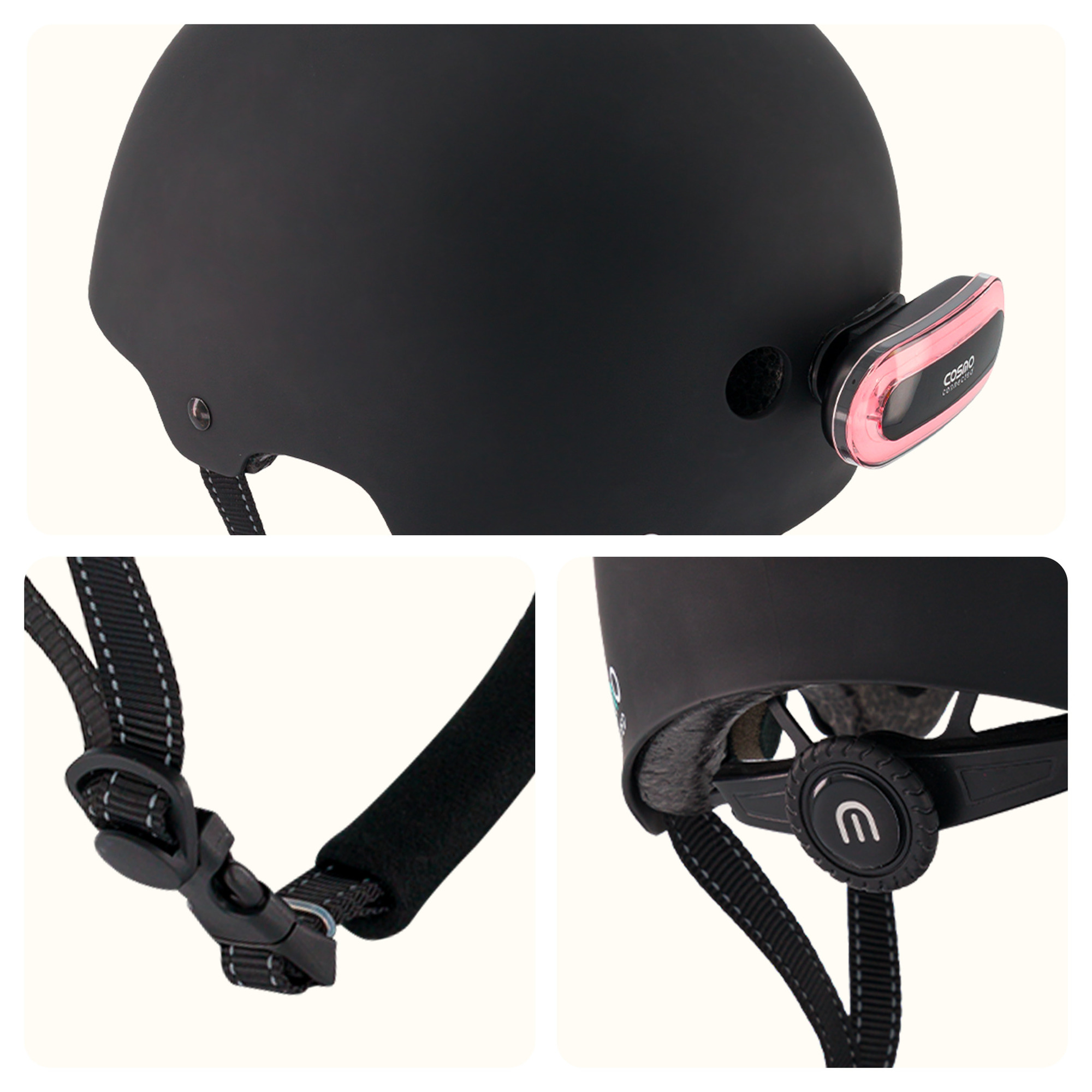 Cosmo Evasion - Casque avec éclairage Vélo Arrière Intelligent et Connecté - Feu Stop, Detection de Chute Automatique, Partage de trajet - Neuf