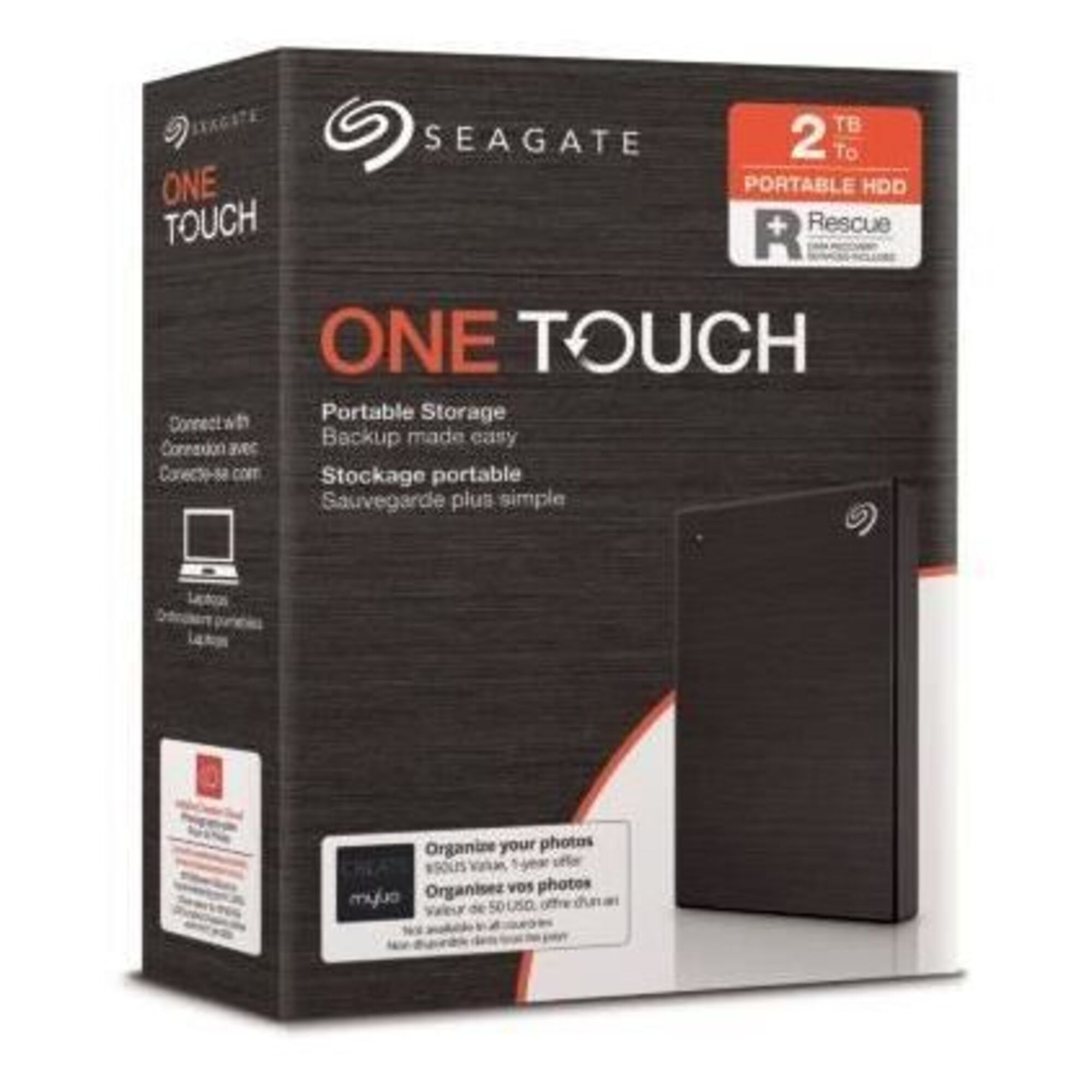 Seagate One Touch disque dur externe 2 To 2.5  Micro-USB B 3.2 Gen 1 (3.1 Gen 1) Noir - Neuf