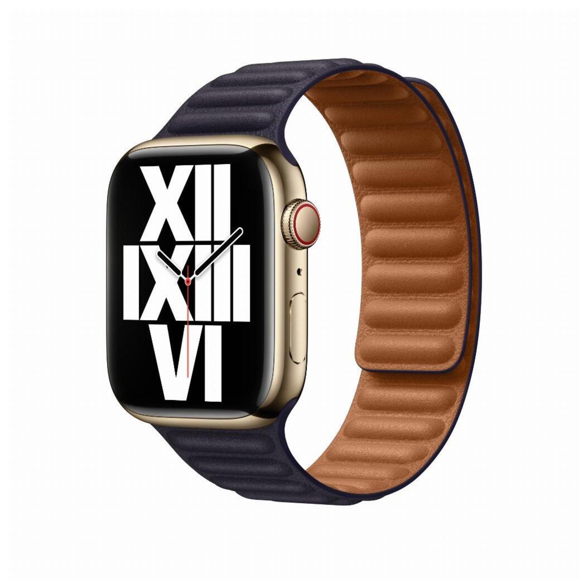 Bracelet à maillons cuir pour Apple Watch 45 mm - S/M - Minuit - Neuf