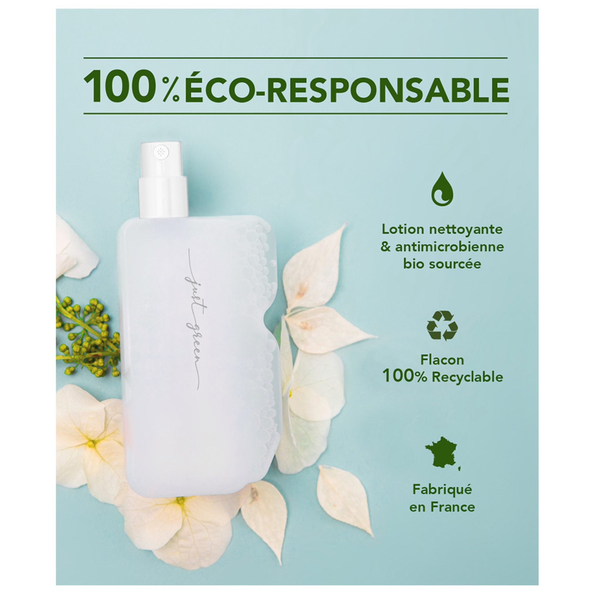 Spray nettoyant et désinfectant pour écran 100 % Recyclé et Recyclable Just Green - Neuf