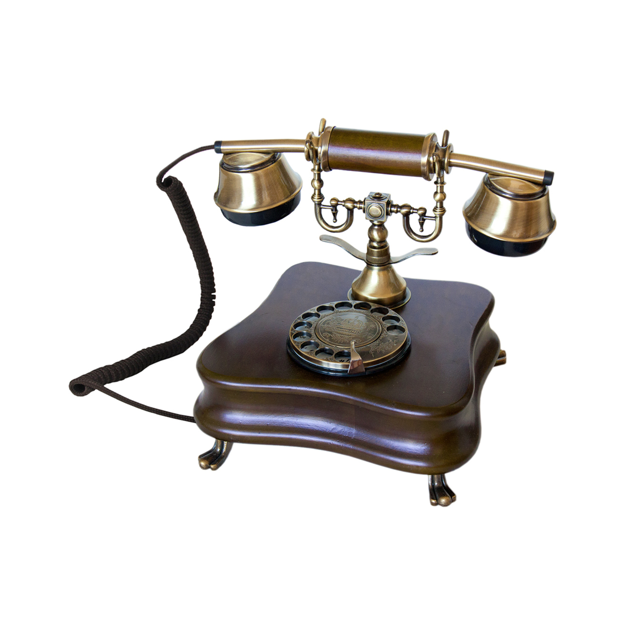 OPIS 1921 CABLE D téléphone mural rétro en bois et metal avec cadran rotatif Neuf - vue 4