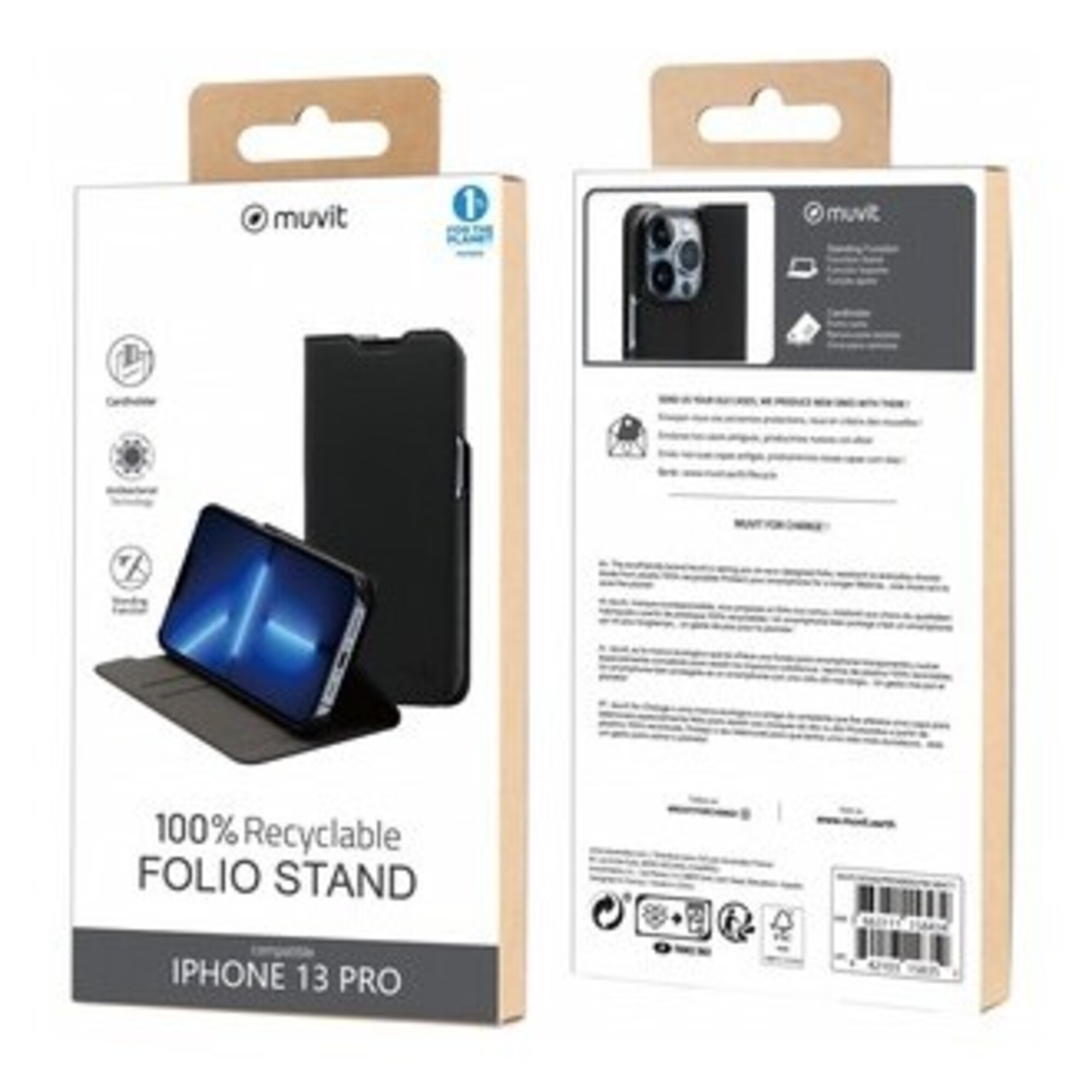 MUVIT  For Change Folio Stand Recycletek Iphone 13 Pro - Neuf