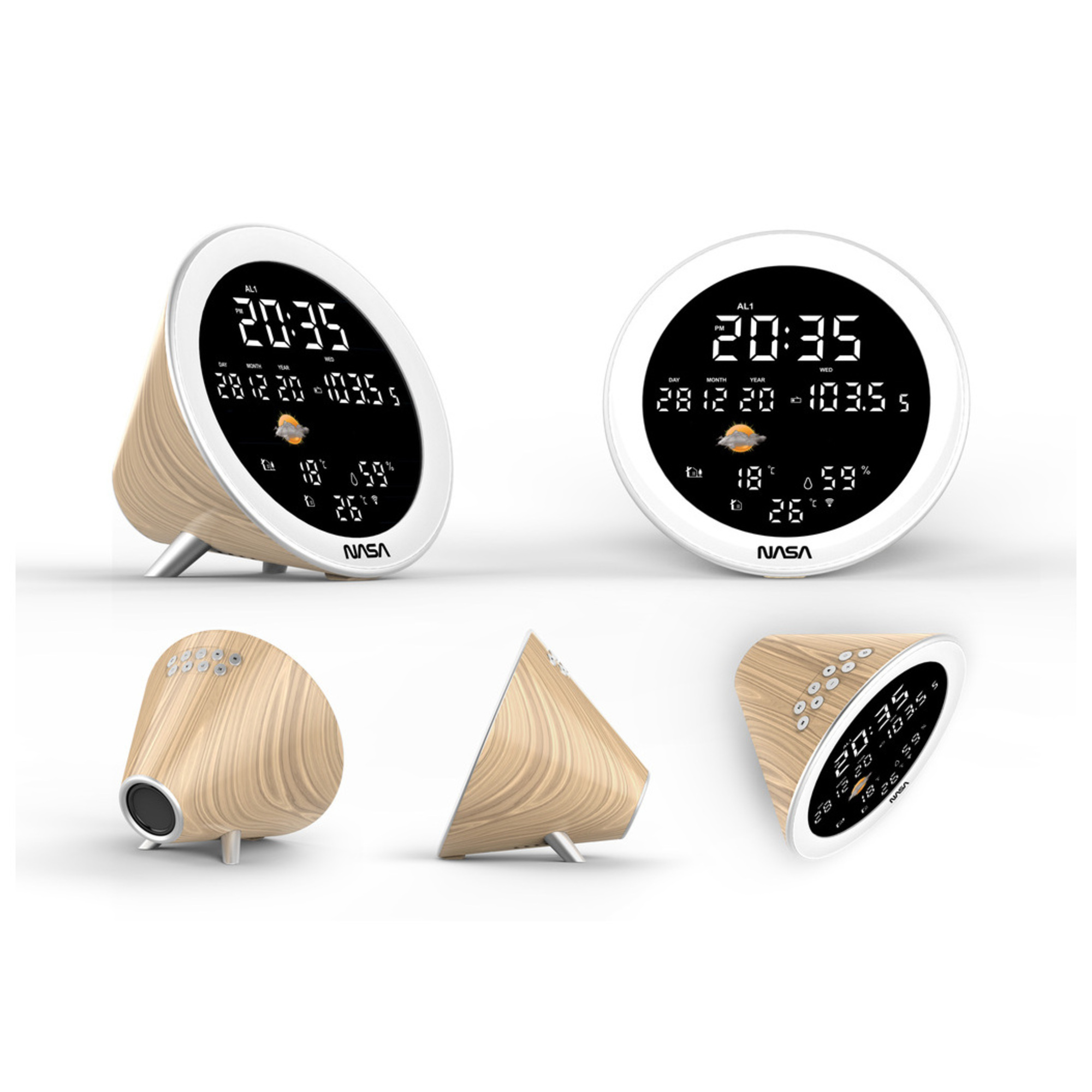 Station météo et enceinte Bluetooth Nasa WSP1700 avec radio réveil Bois - vue 4